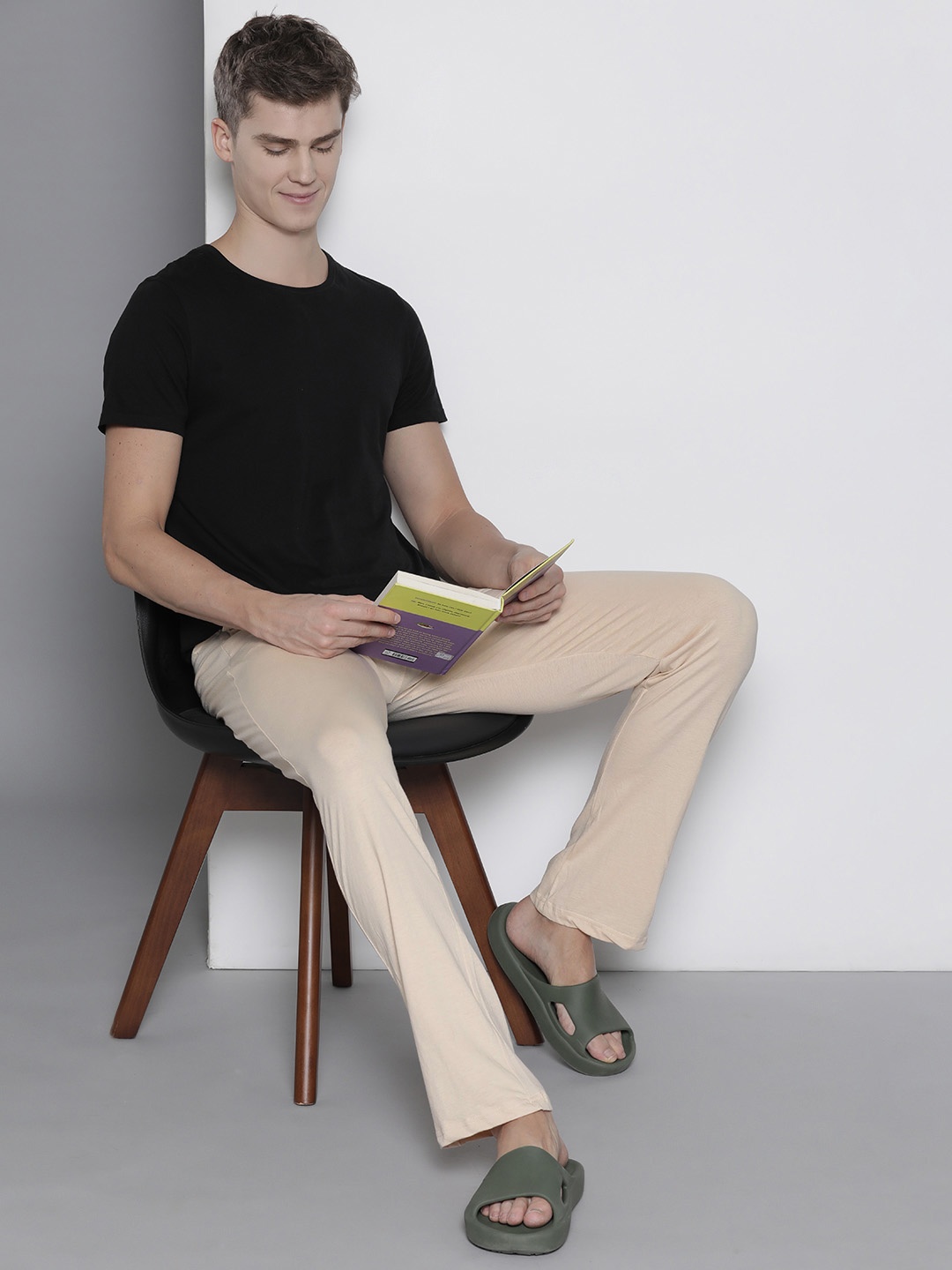 

BRAVE SOUL Men Outer Elastic Pure Cotton Lounge Pants, Cream