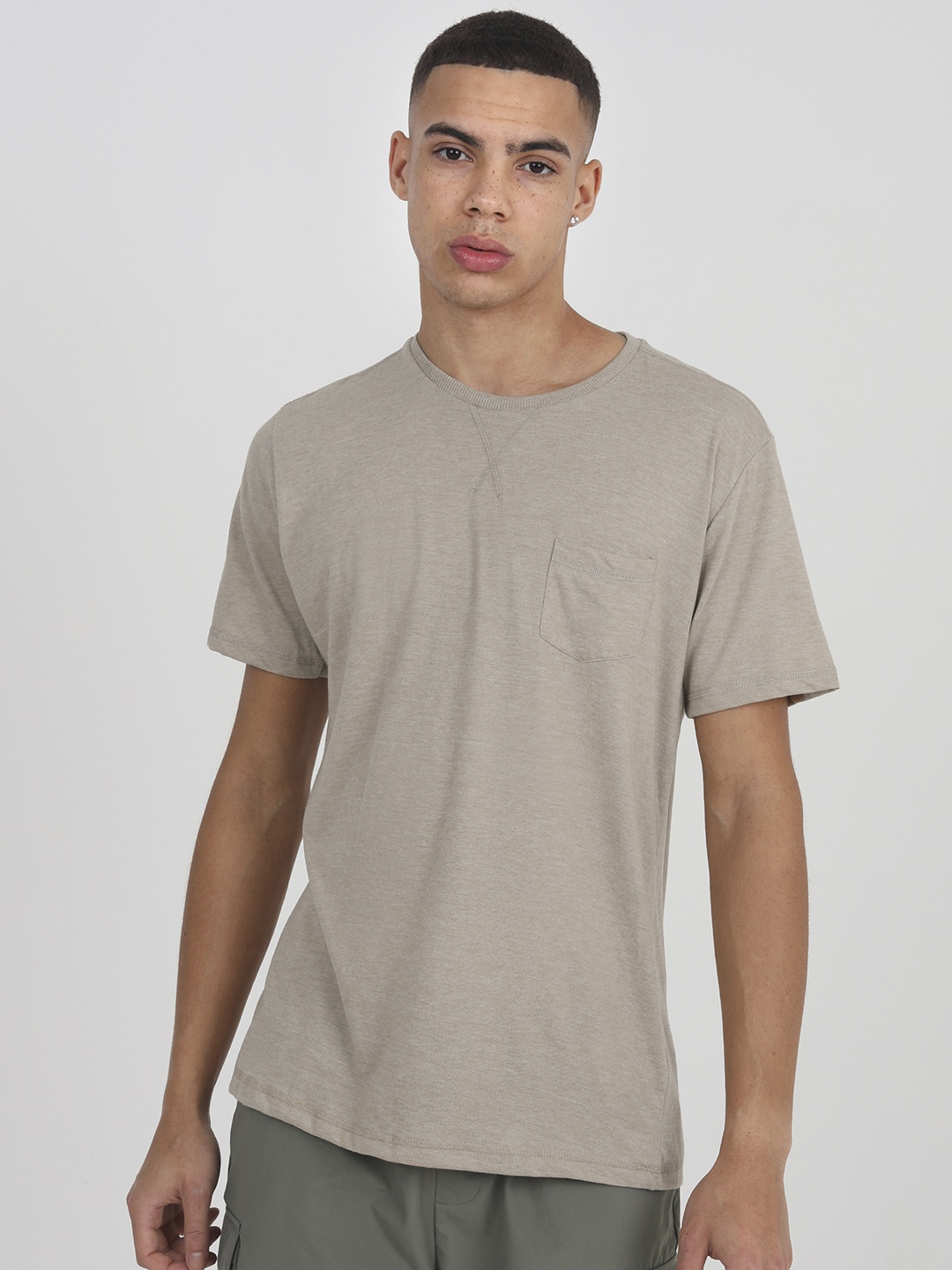 

BRAVE SOUL Pocket Regular Fit T-shirt, Beige