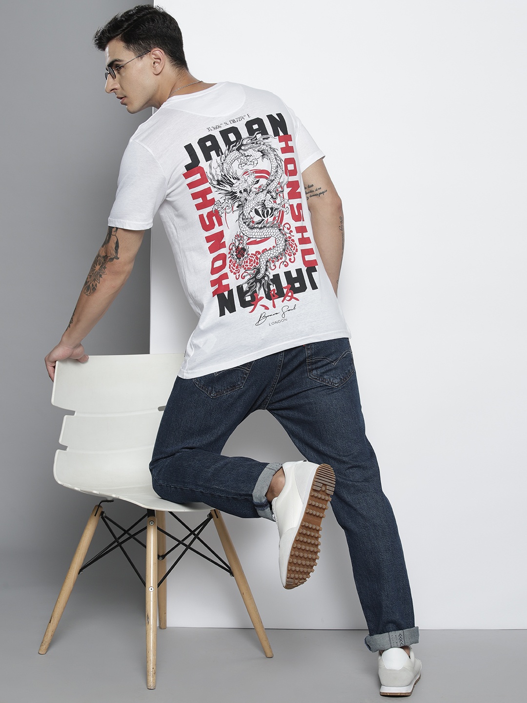 

BRAVE SOUL Graphic Print Pure Cotton T-shirt, White