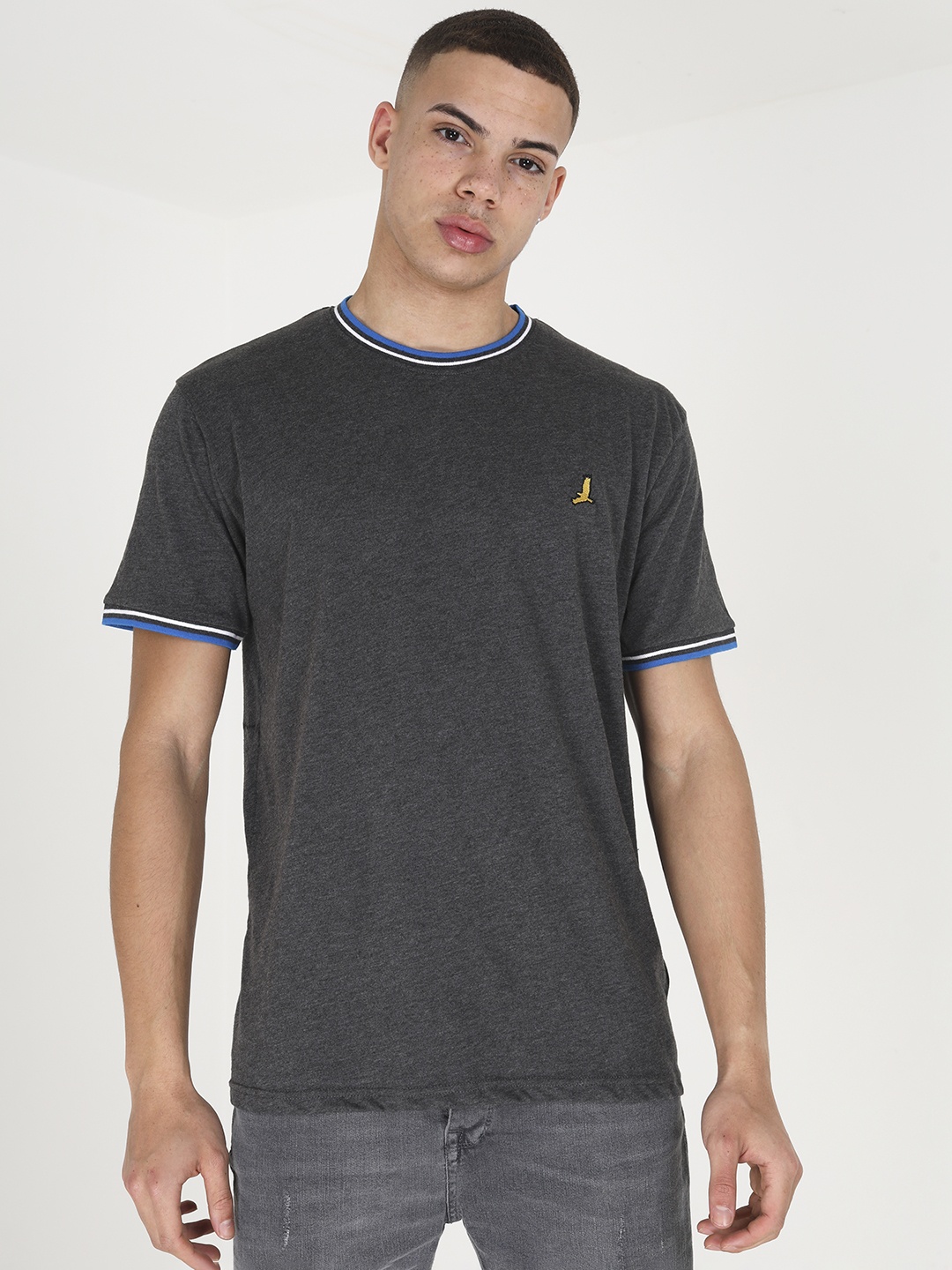 

BRAVE SOUL Melange Effect T-shirt, Charcoal