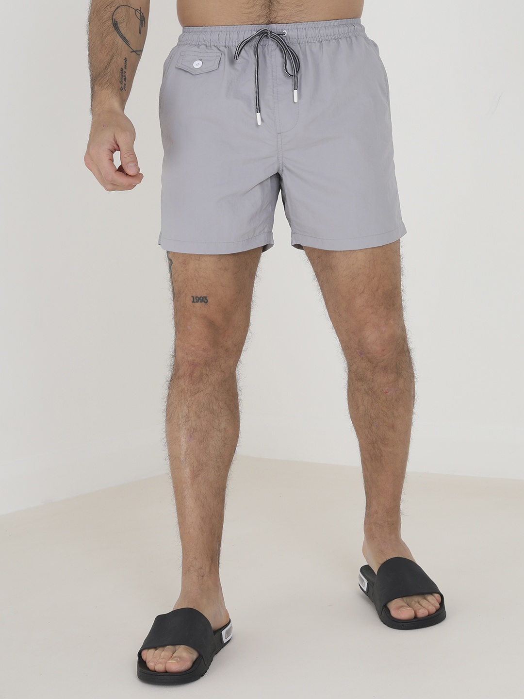 BRAVE SOUL Men Regular Fit Swim Shorts, Grey