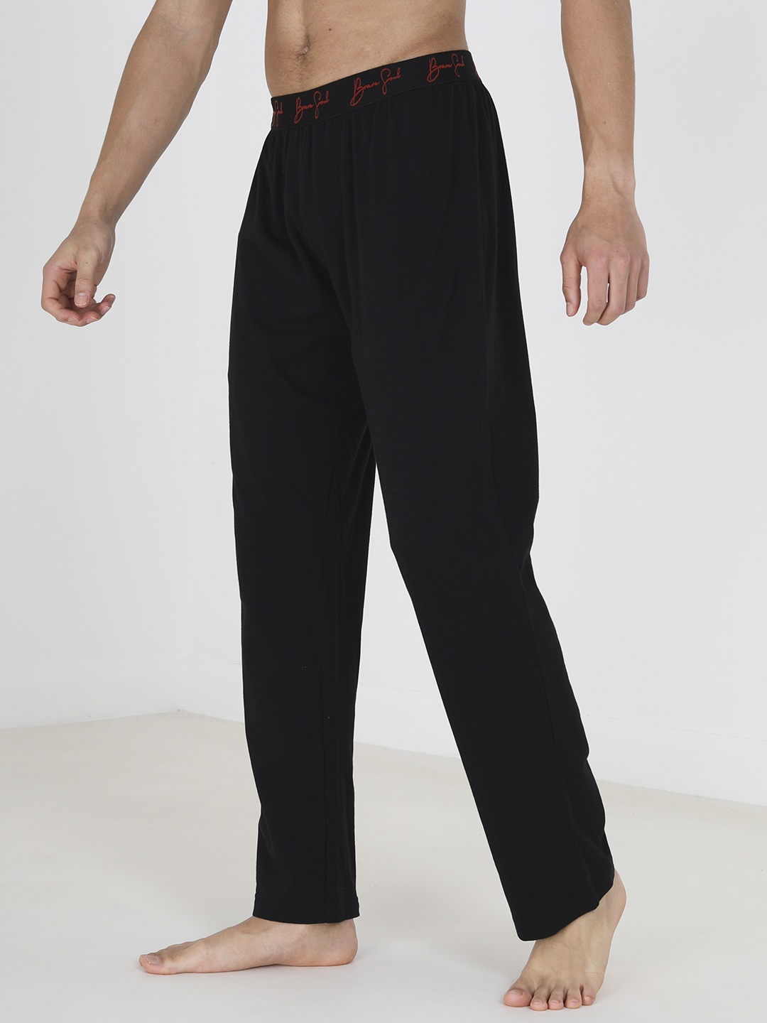 

BRAVE SOUL Men Pure Cotton Lounge Pants, Black