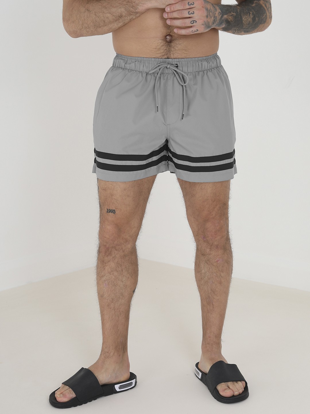 

BRAVE SOUL Men Regular Fit Swim Shorts, Grey