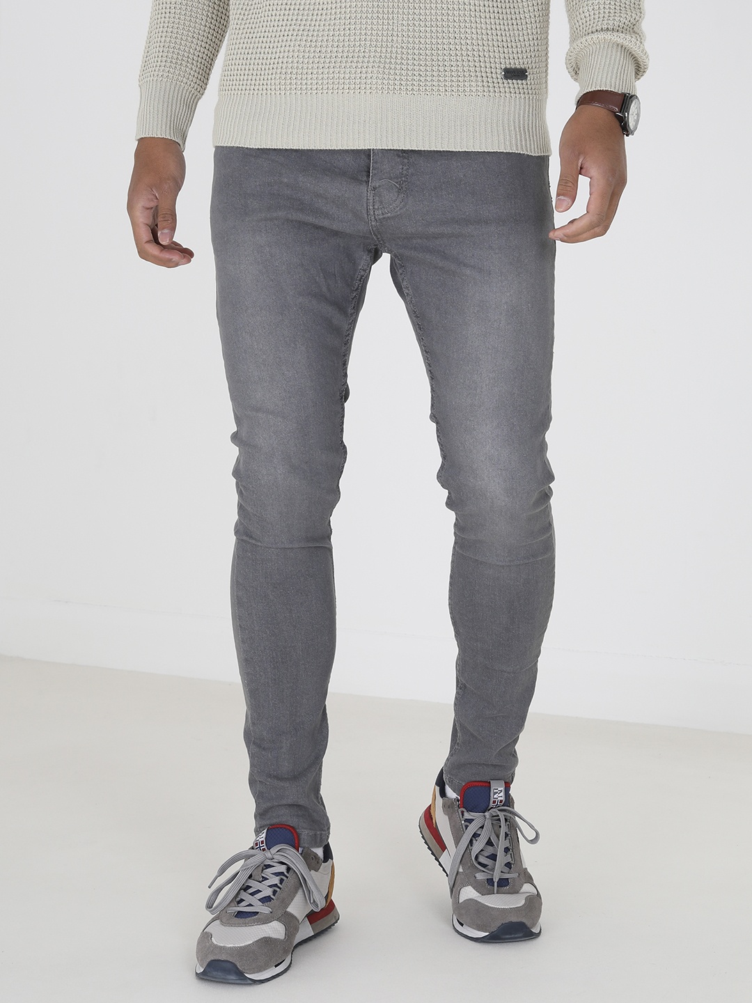 

BRAVE SOUL Men Skinny Fit Light Fade Stretchable Jeans, Grey