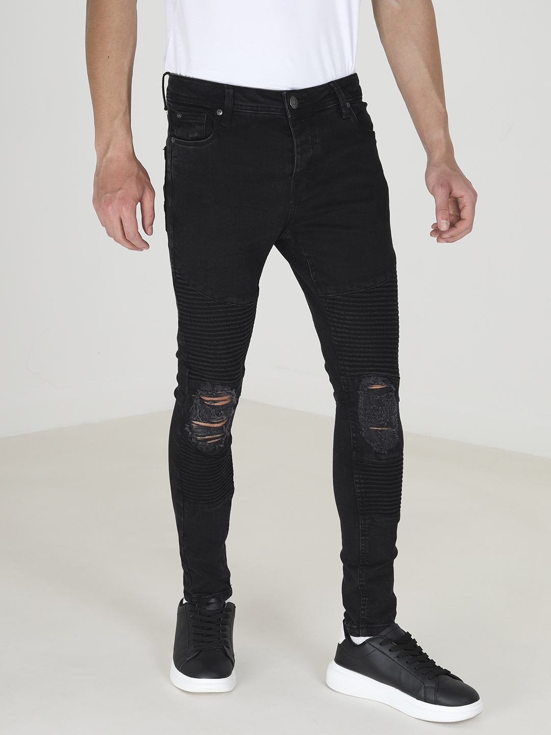 

BRAVE SOUL Men Relaxed Fit Slash Knee Stretchable Jeans, Charcoal