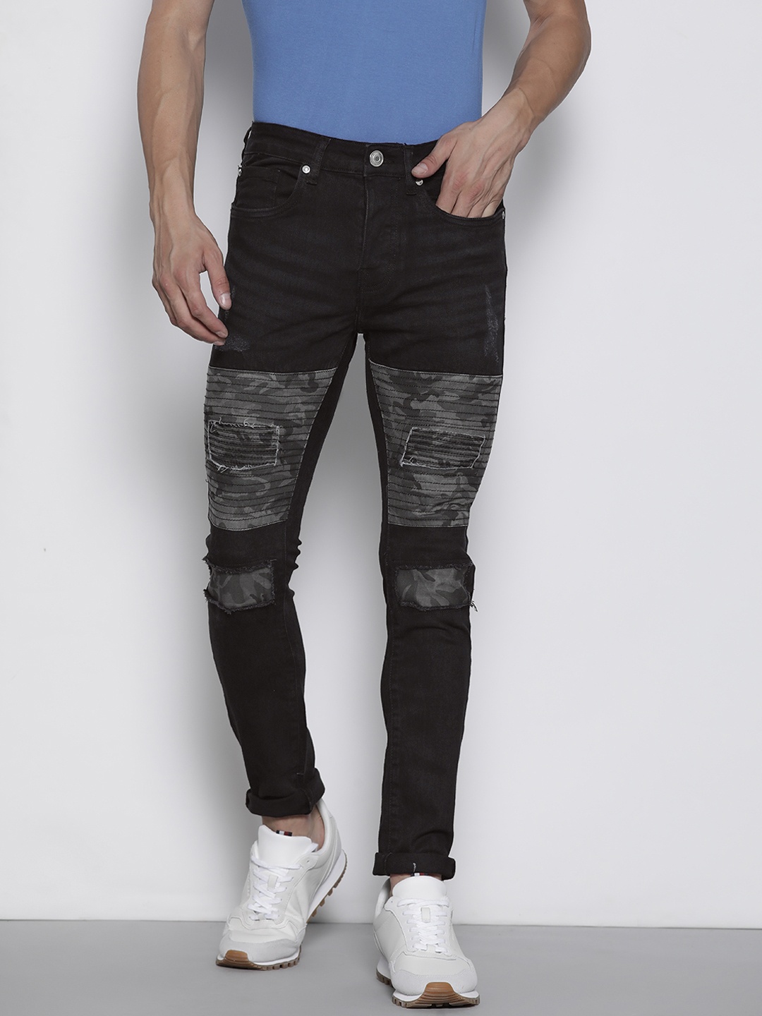 

BRAVE SOUL Men Skinny Fit Mildly Distressed Stretchable Jeans, Black
