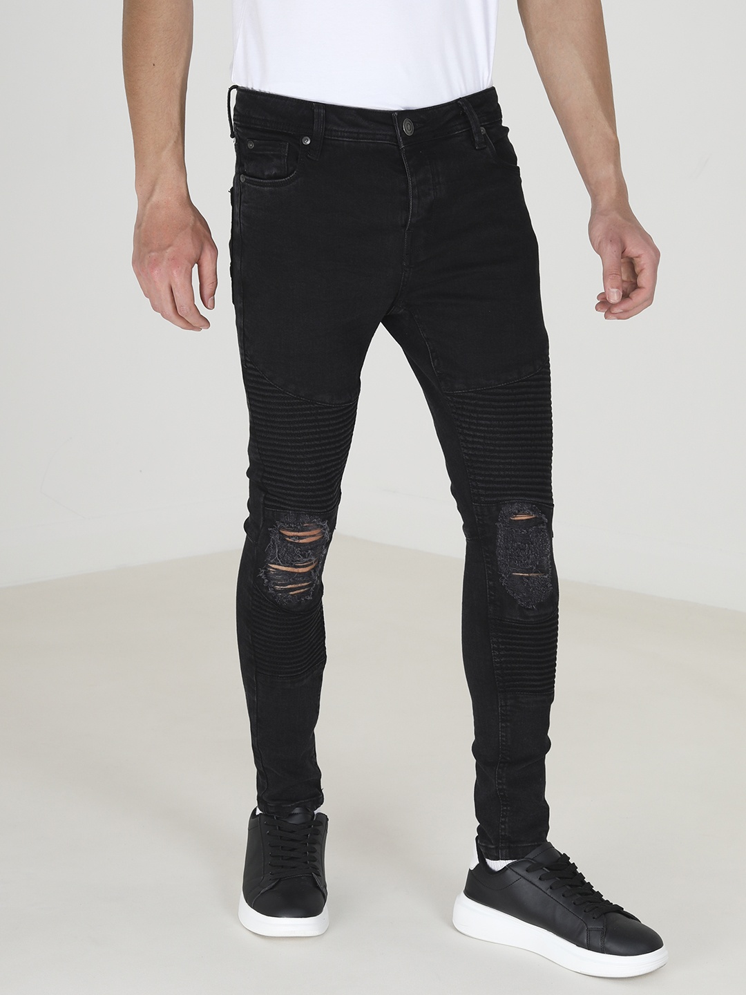 

BRAVE SOUL Men Relaxed Fit Slash Knee Stretchable Jeans, Charcoal