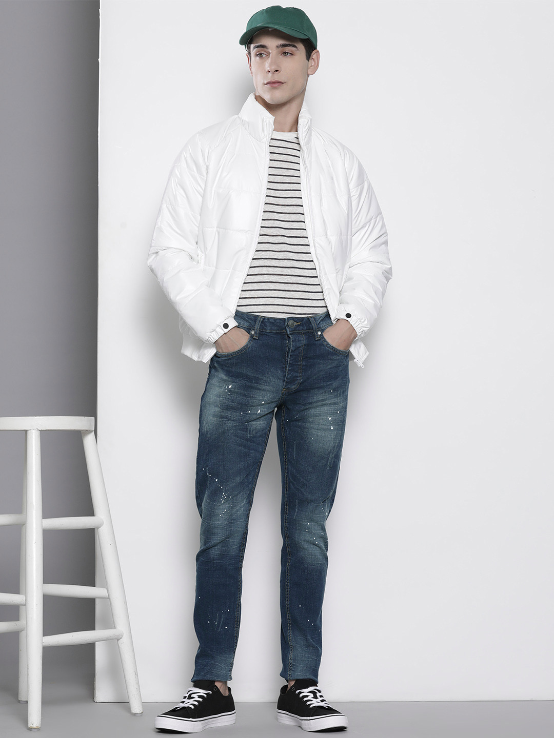 

BRAVE SOUL Men Skinny Fit Light Fade Stretchable Jeans, Navy blue