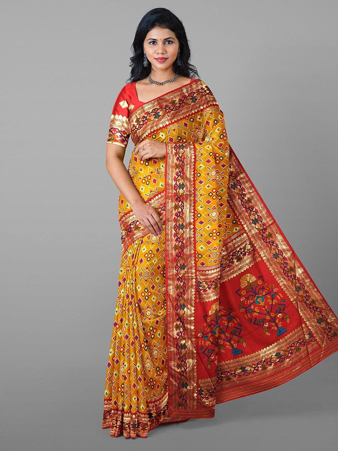 

Kalamandir Ethinic Printed Zari Saree, Mustard
