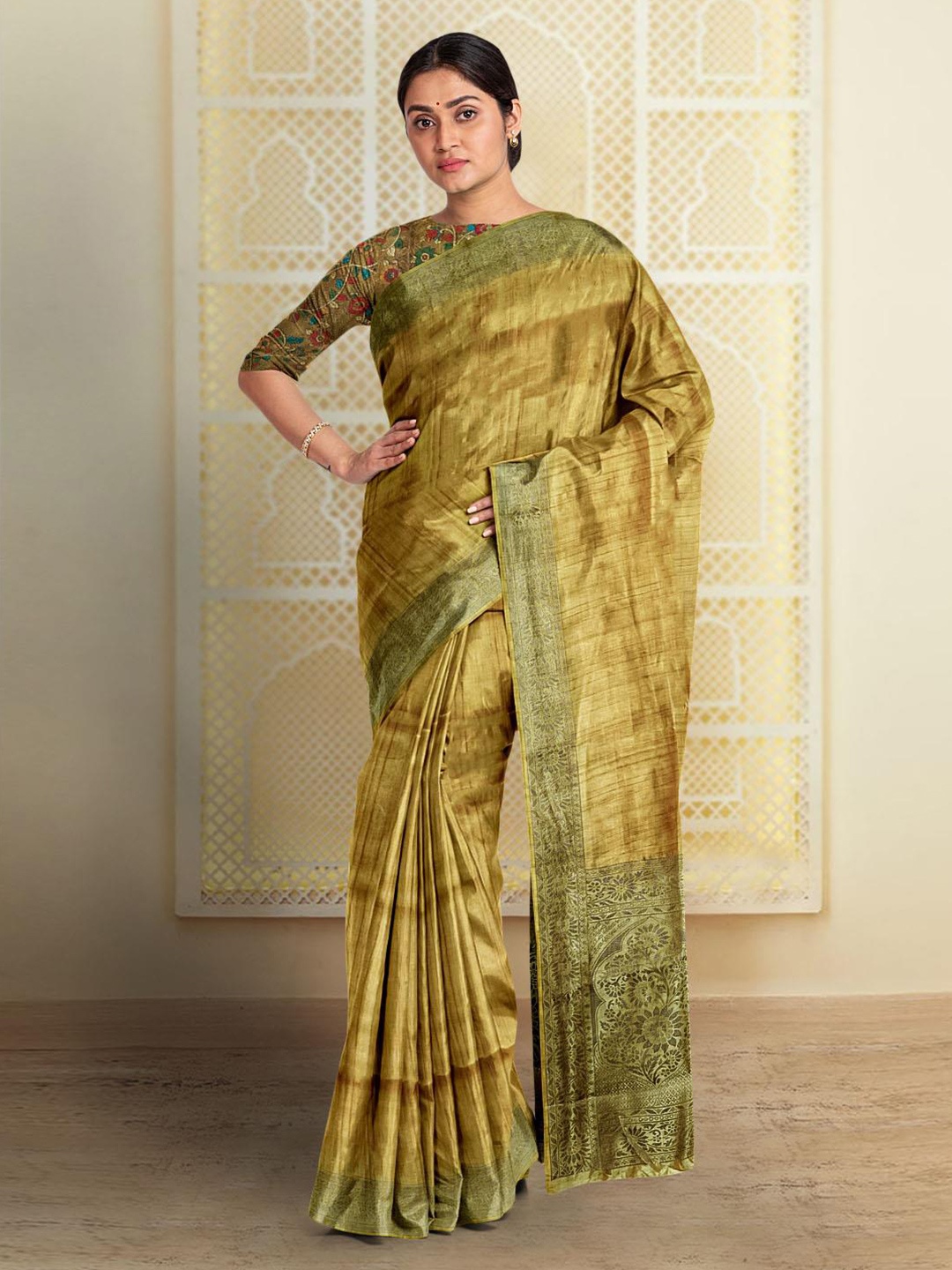 

Kalamandir Woven Design Saree, Olive