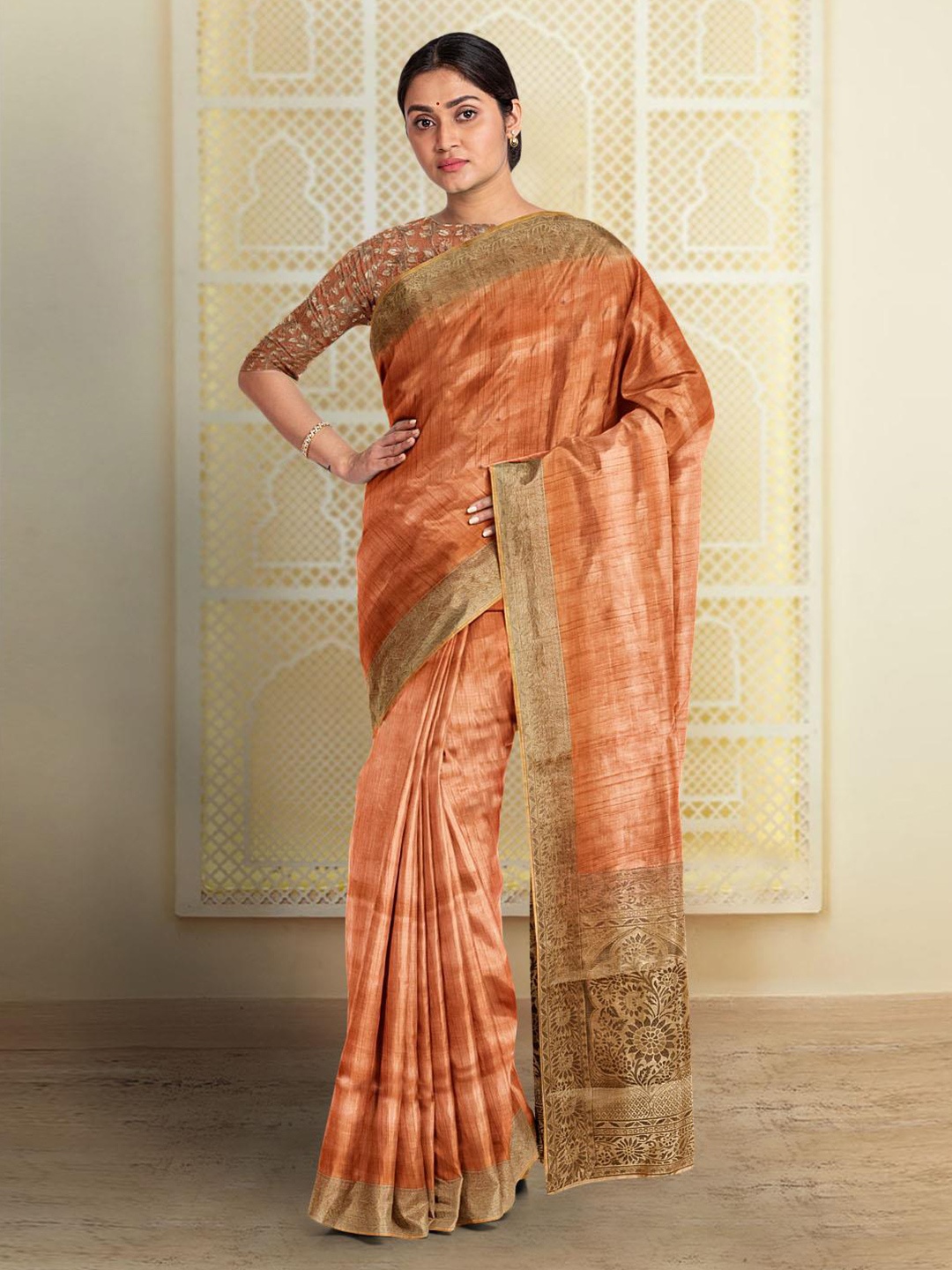 

Kalamandir Woven Design Saree, Rust