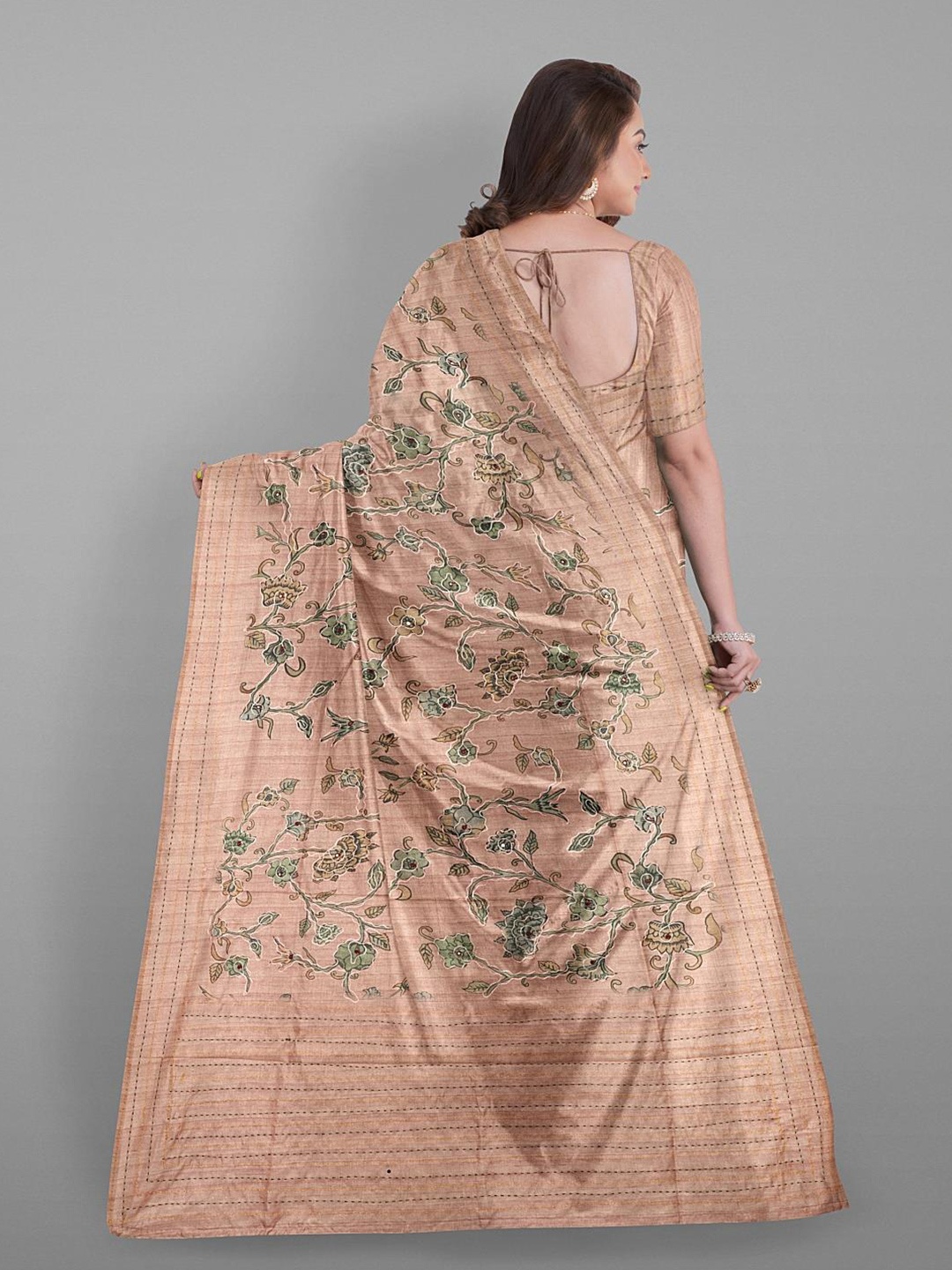 

Kalamandir Floral Printed Embroidered Saree, Brown
