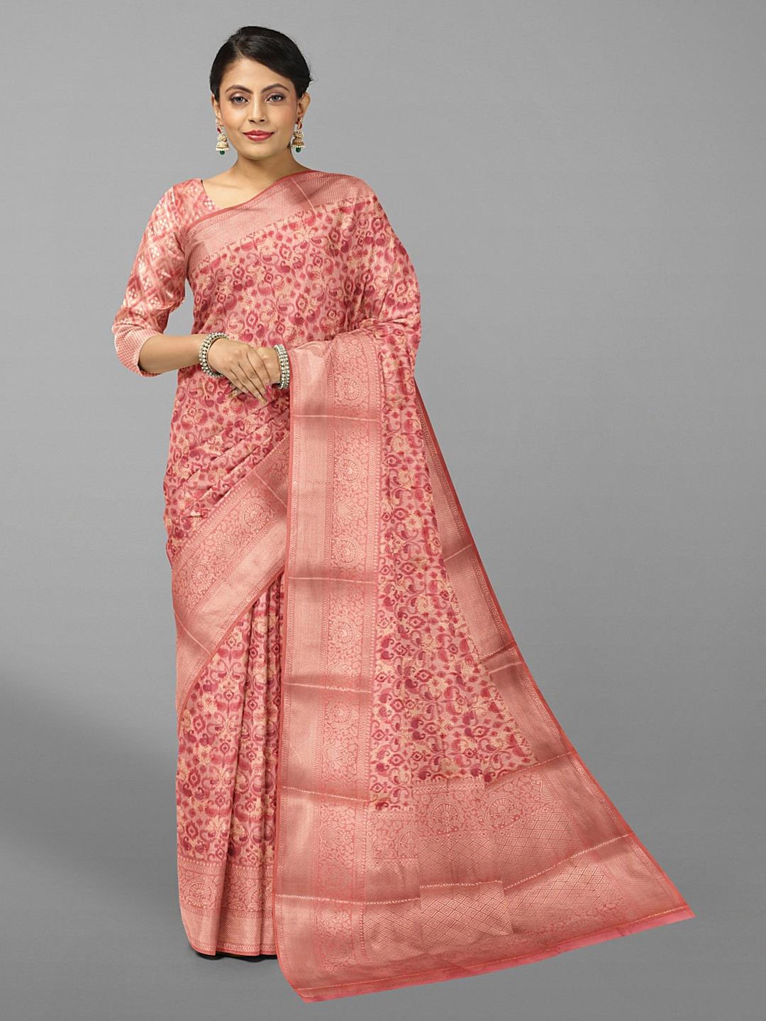 

Kalamandir Paisley Woven Design Zari Saree, Pink