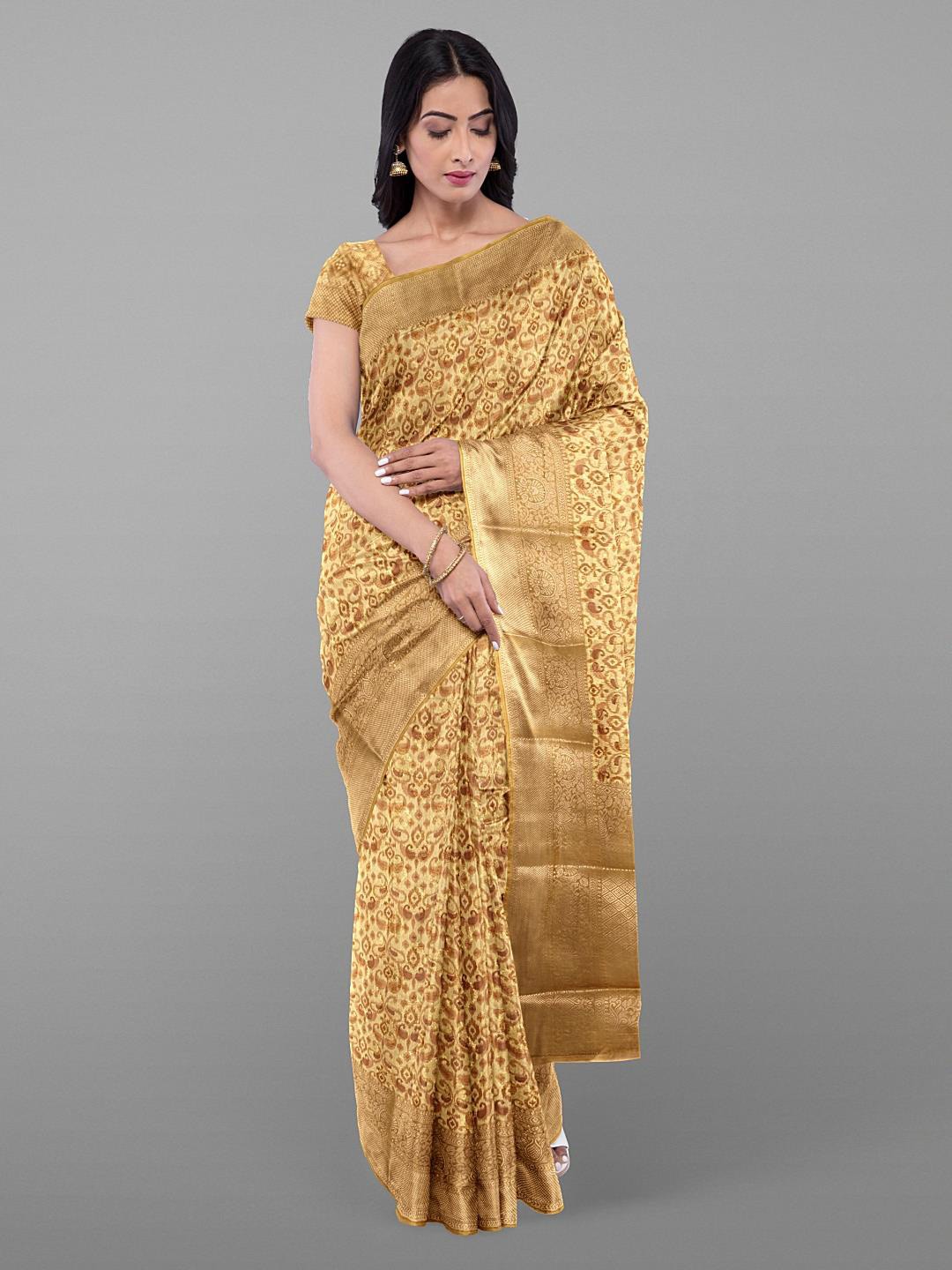 

Kalamandir Paisley Woven Design Zari Saree, Cream