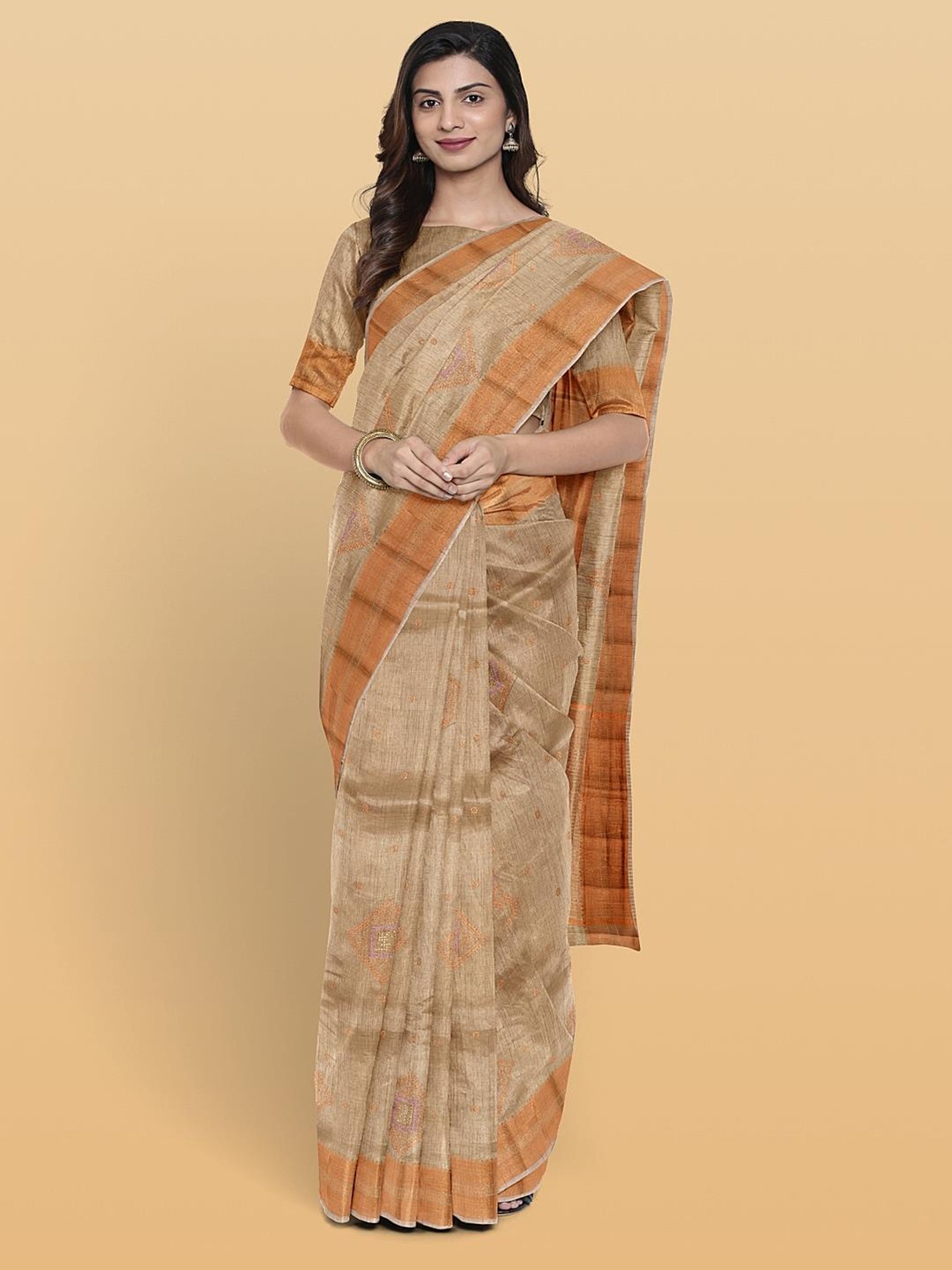 

Kalamandir Ethnic Woven Design Zari Pashmina Saree, Brown