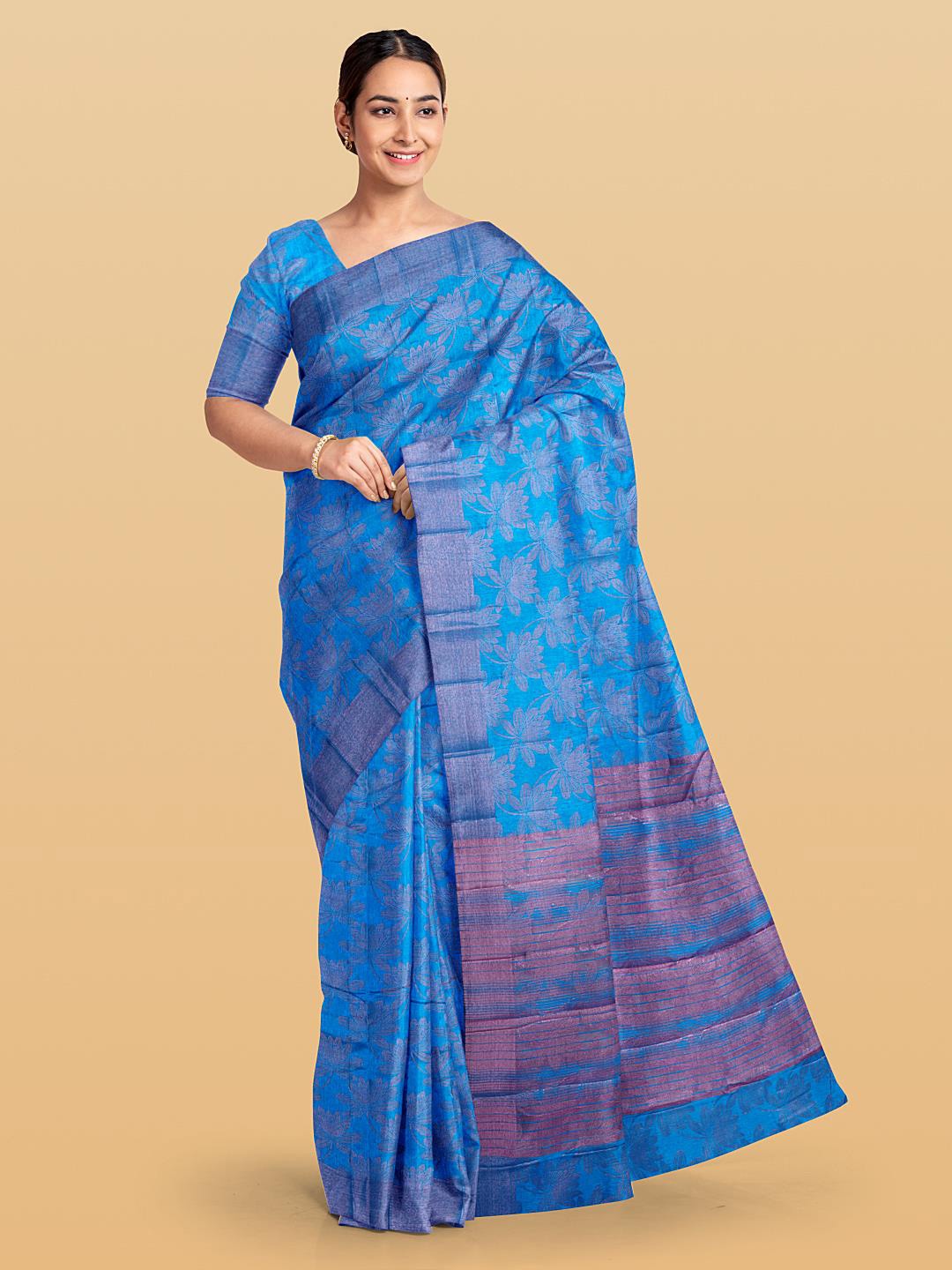 

Kalamandir Floral Printed Pashmina Saree, Blue