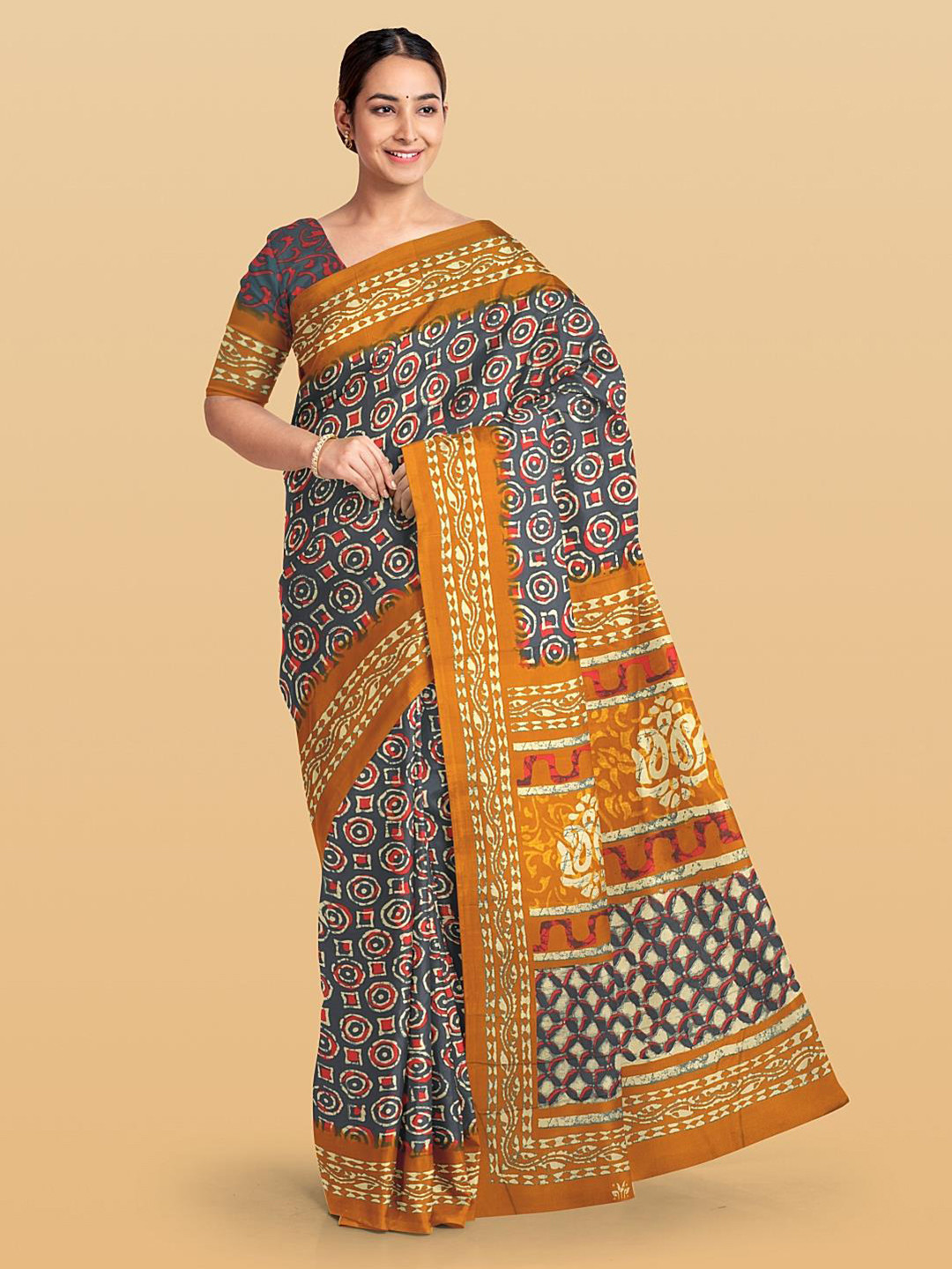 

Kalamandir Abstract Printed Poly Crepe Saree, Blue