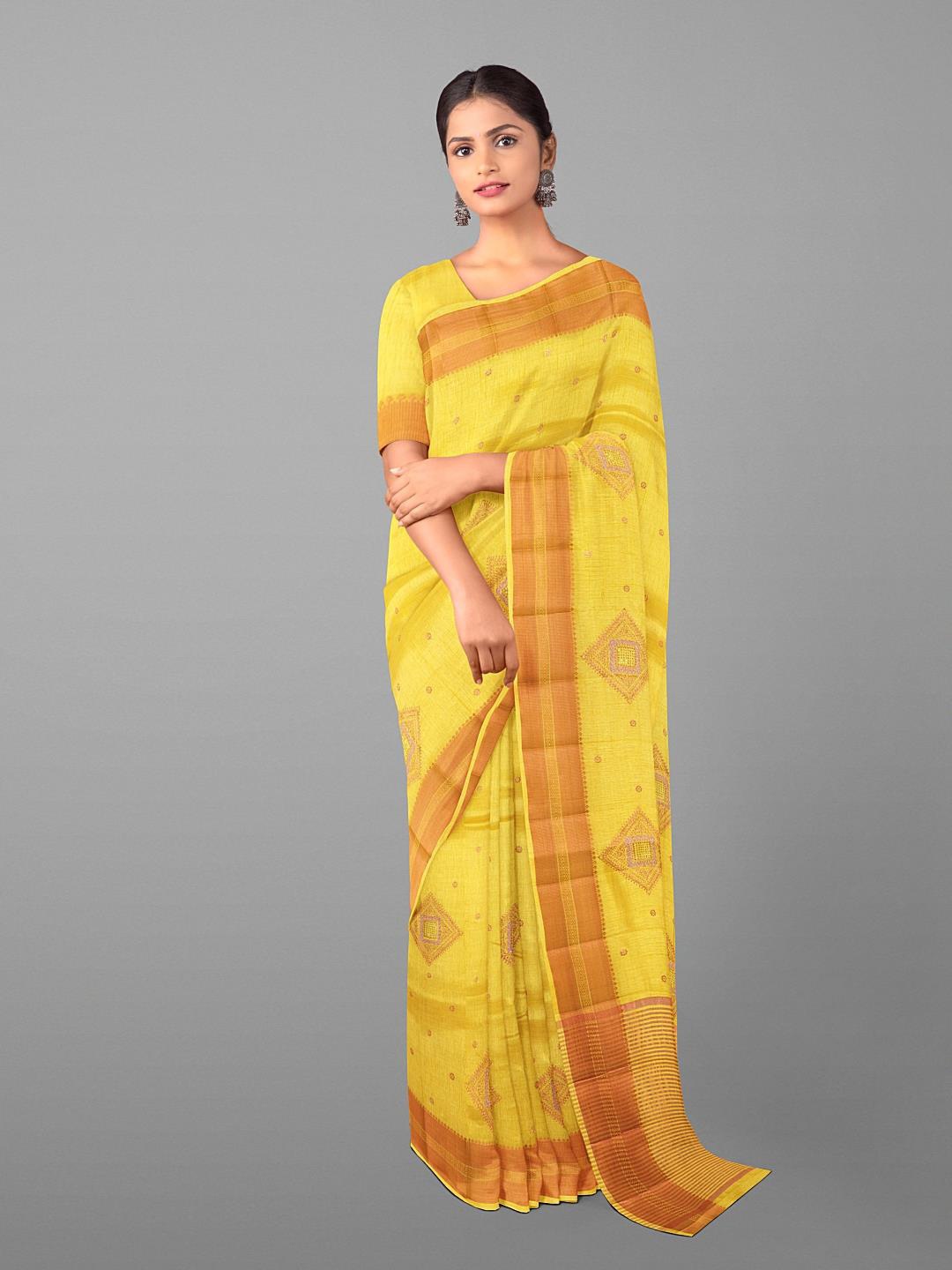 

Kalamandir Ethnic Motifs Zari Pashmina Saree, Yellow