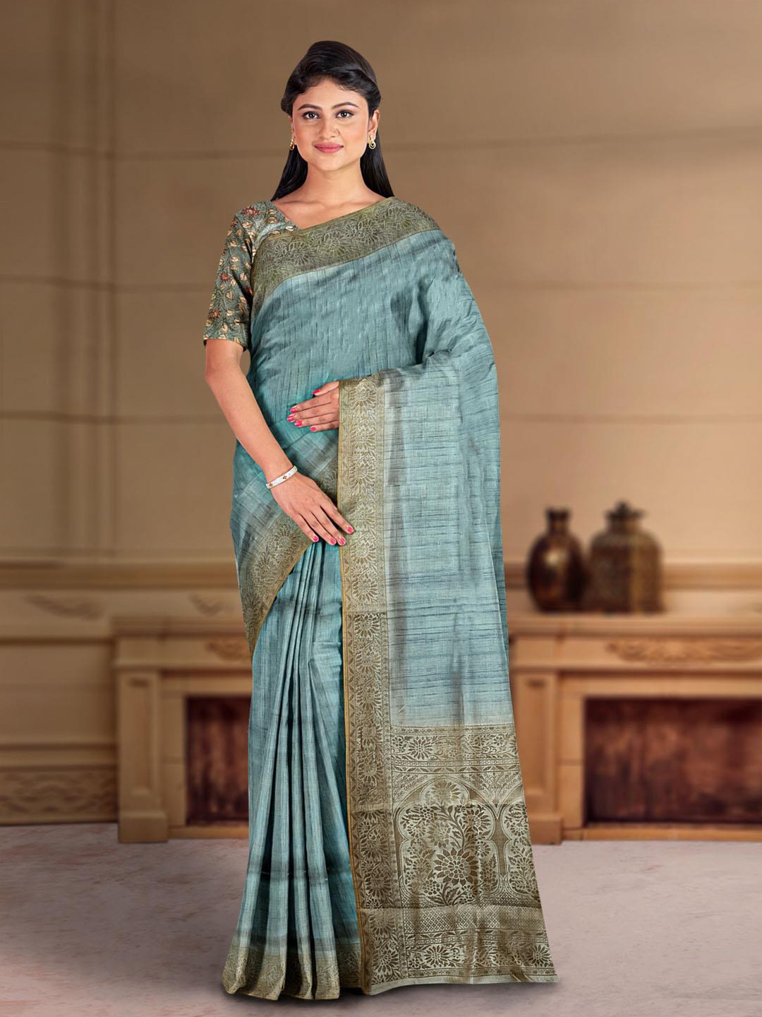 

Kalamandir Woven Design Zari Saree, Blue