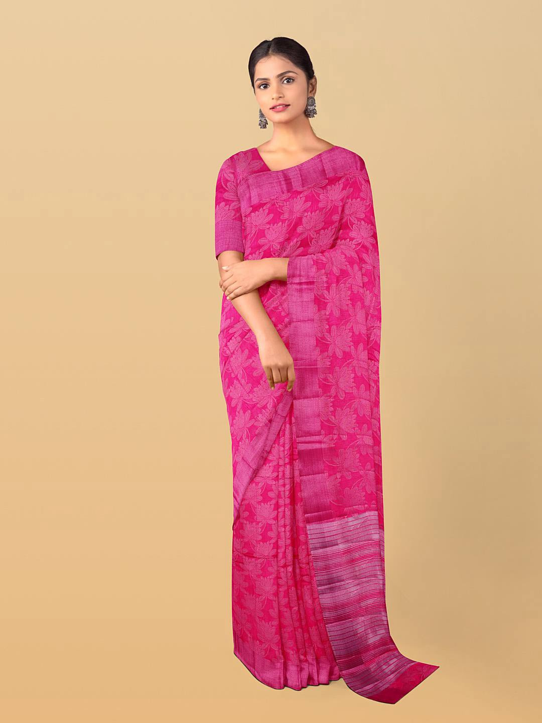 

Kalamandir Floral Printed Pashmina Saree, Pink
