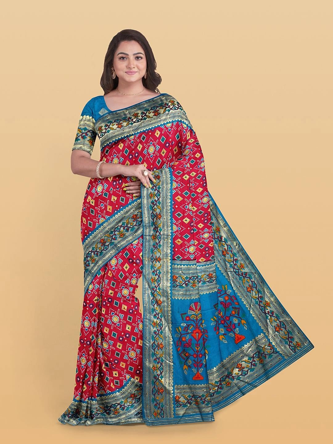 

Kalamandir Ethnic Printed Zari Saree, Pink