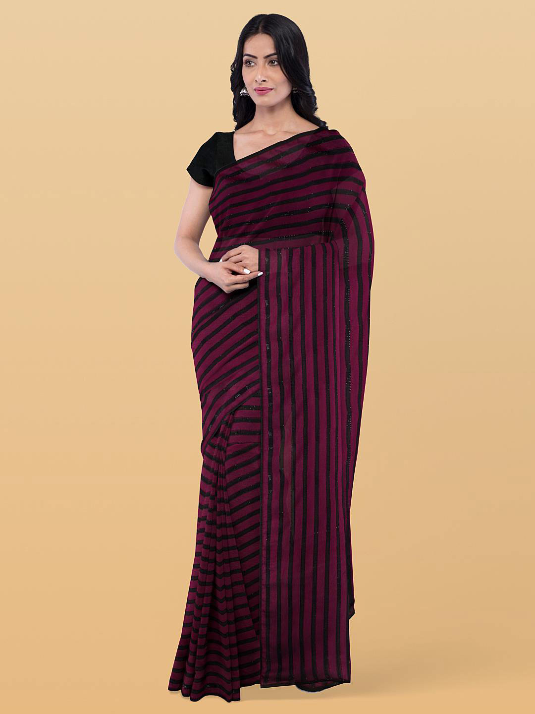 

Kalamandir Embellished Sequinned Saree, Purple