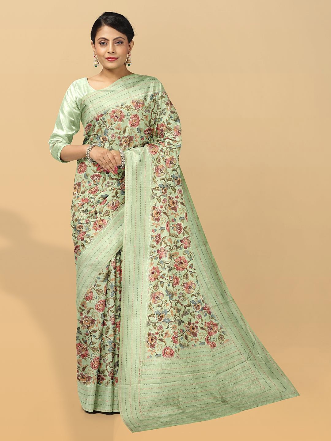 

Kalamandir Floral Printed Saree, Sea green