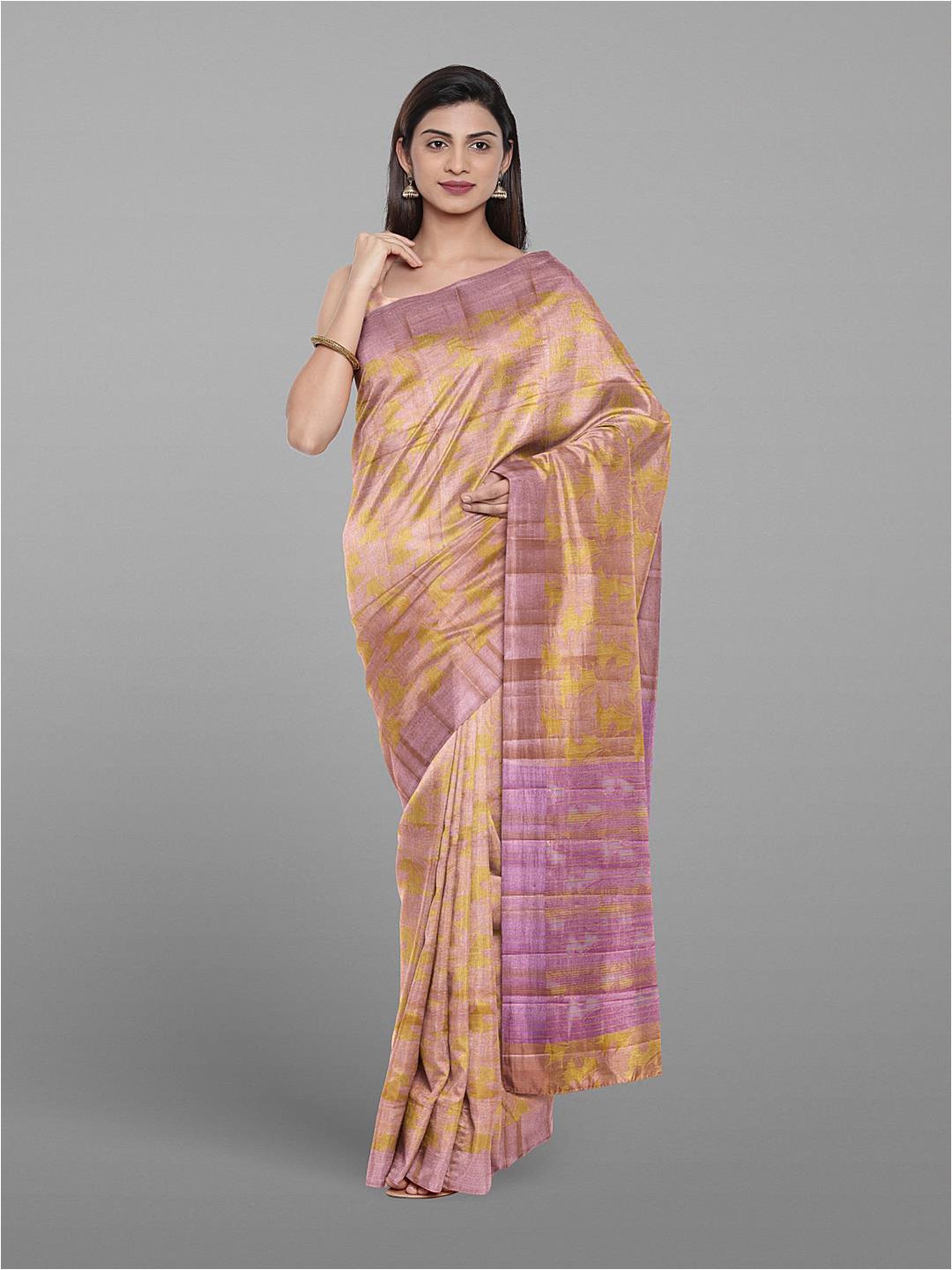 

Kalamandir Floral Woven Design Zari Pashmina Saree, Yellow