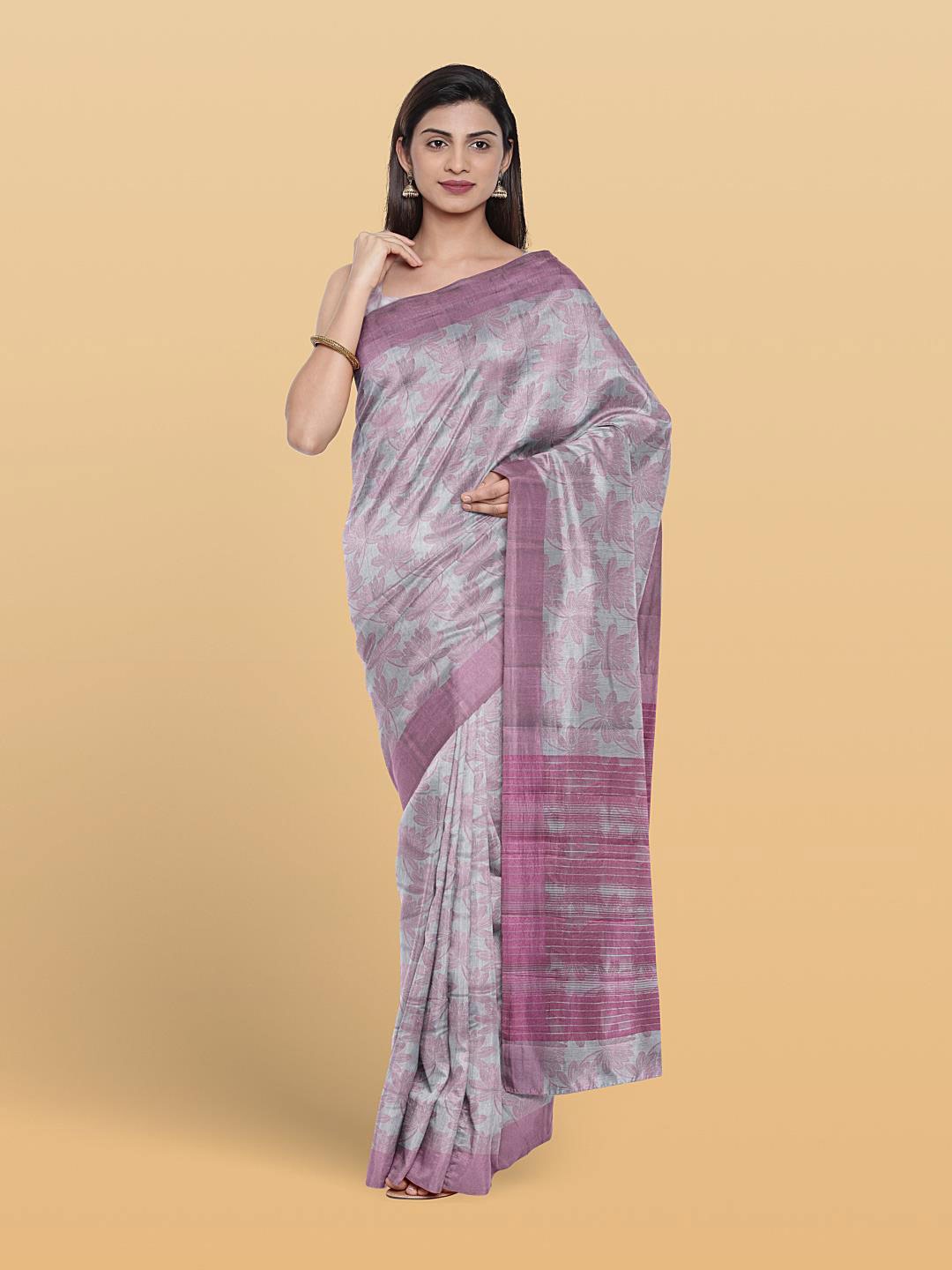 

Kalamandir Floral Printed Pashmina Saree, Grey