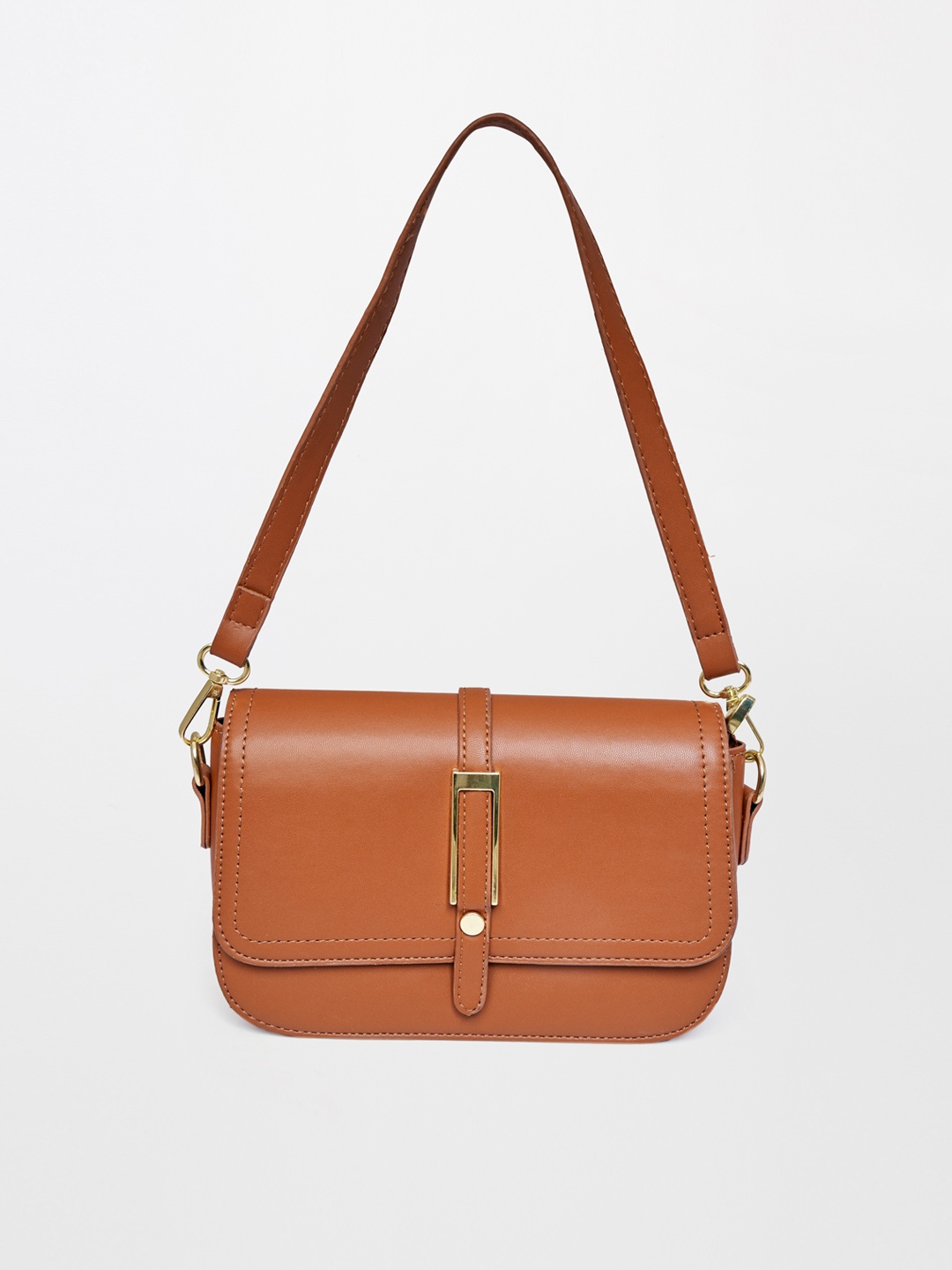 AND Textured Structured Shoulder Bag, Tan