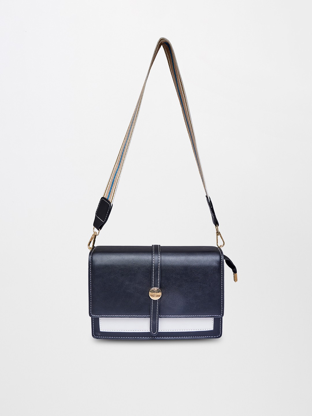

AND Colourblocked Structured Sling Bag, Navy blue