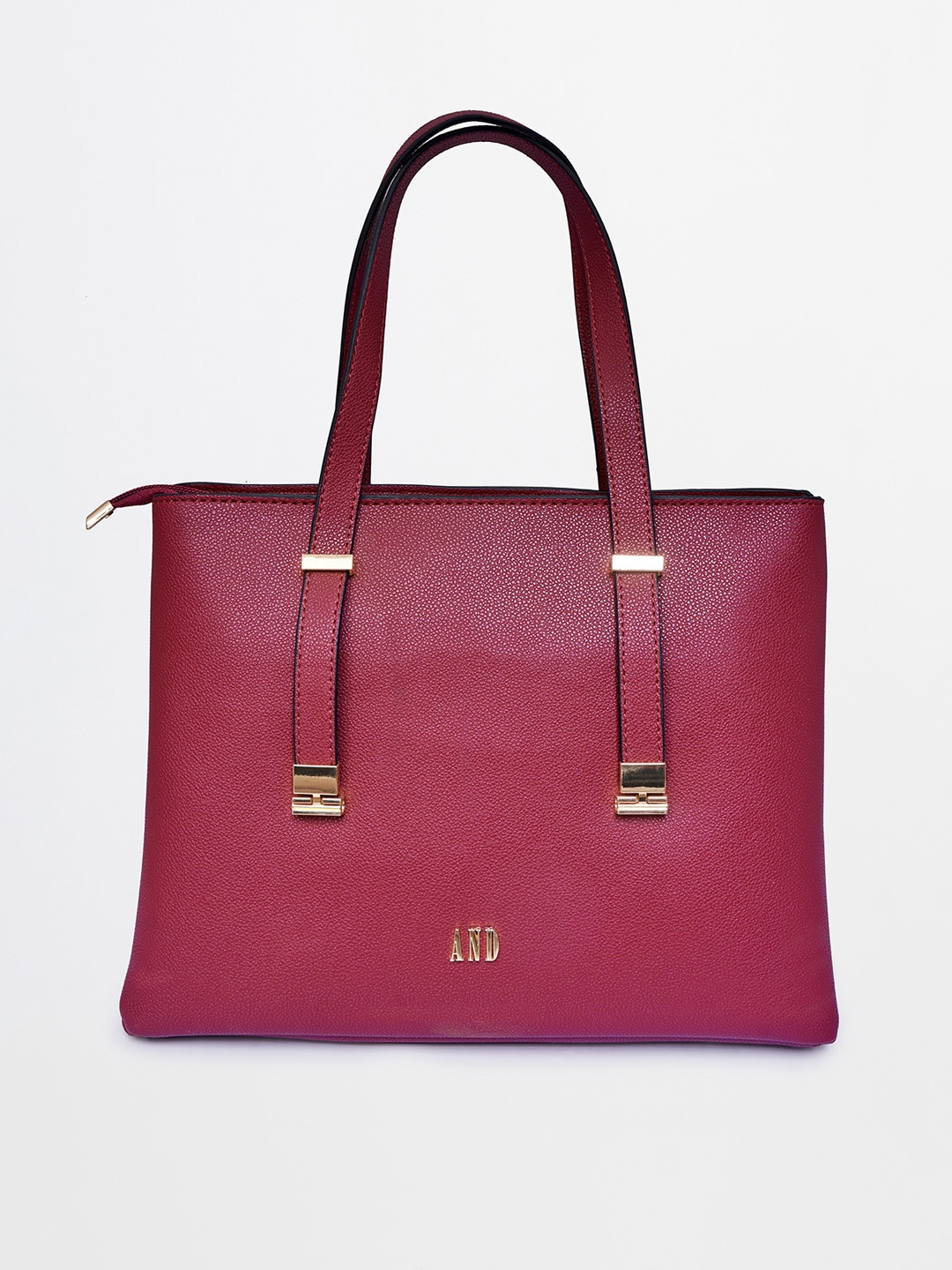 

AND Maroon Textured Structured Handheld Bag