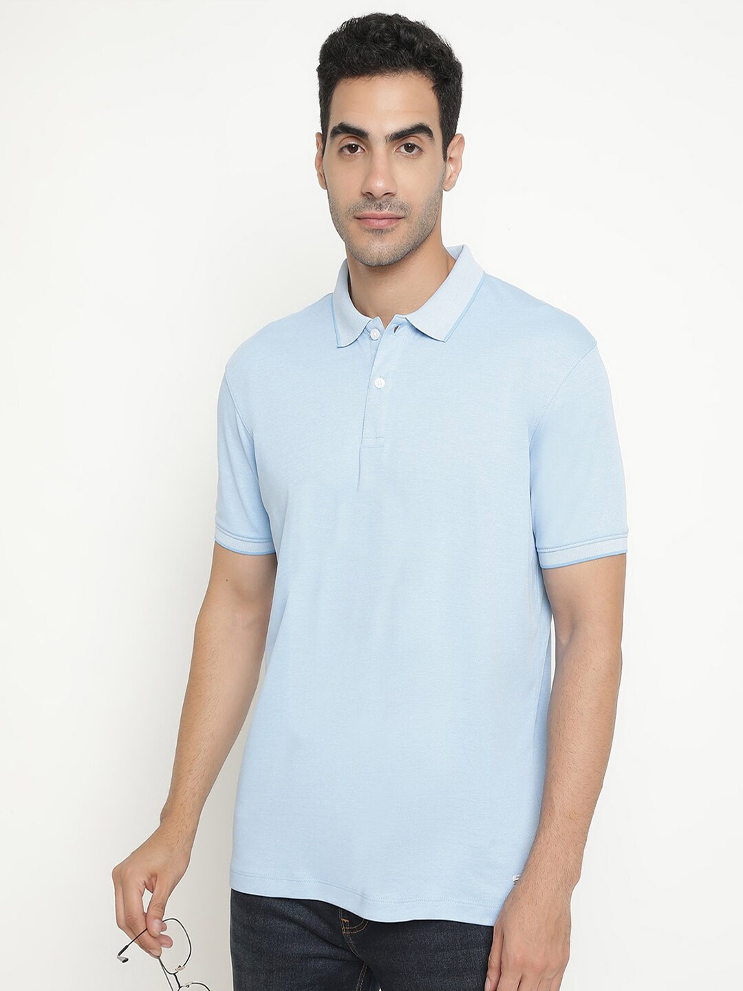 

Octave Polo Collar Short Sleeves Cotton T-Shirt, Blue