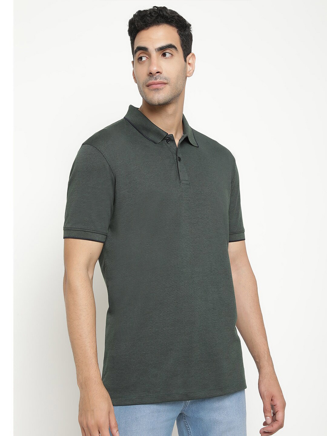 

Octave Polo Collar Short Short Cotton T-shirt, Grey