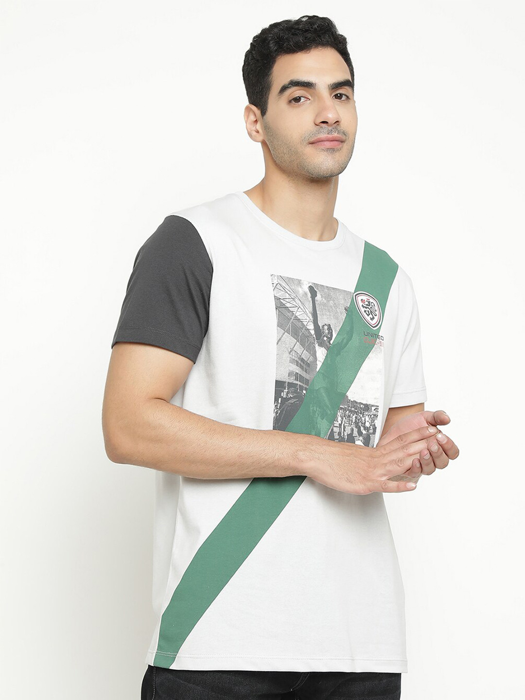 

Octave People & places Printed Round Neck Cotton T-shirt, Grey