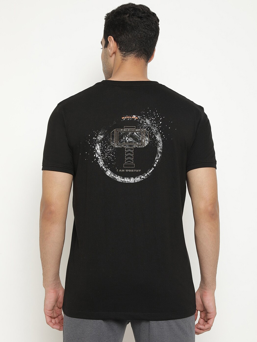 

Octave Typography Printed Cotton Casual T-Shirt, Black