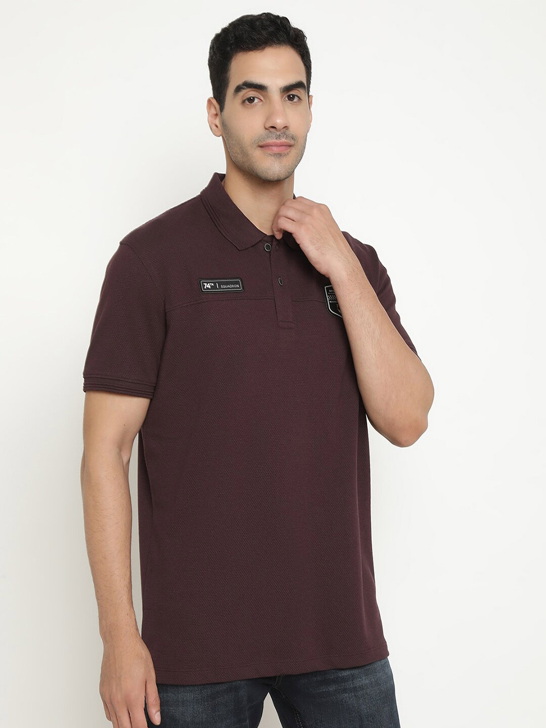 

Octave Polo Collar Cotton T-Shirt, Maroon