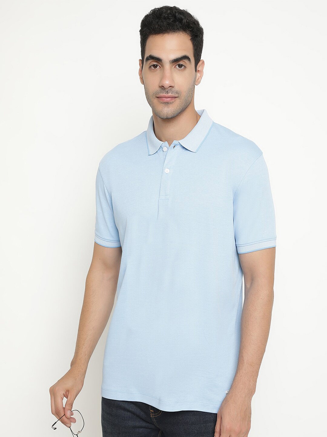 Octave Polo Collar Short Sleeves Cotton T-shirt, Blue