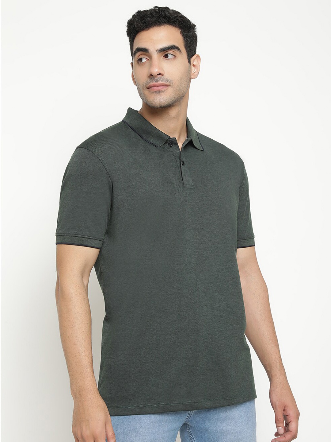 

Octave Polo Collar Short Sleeves Cotton T-Shirt, Green