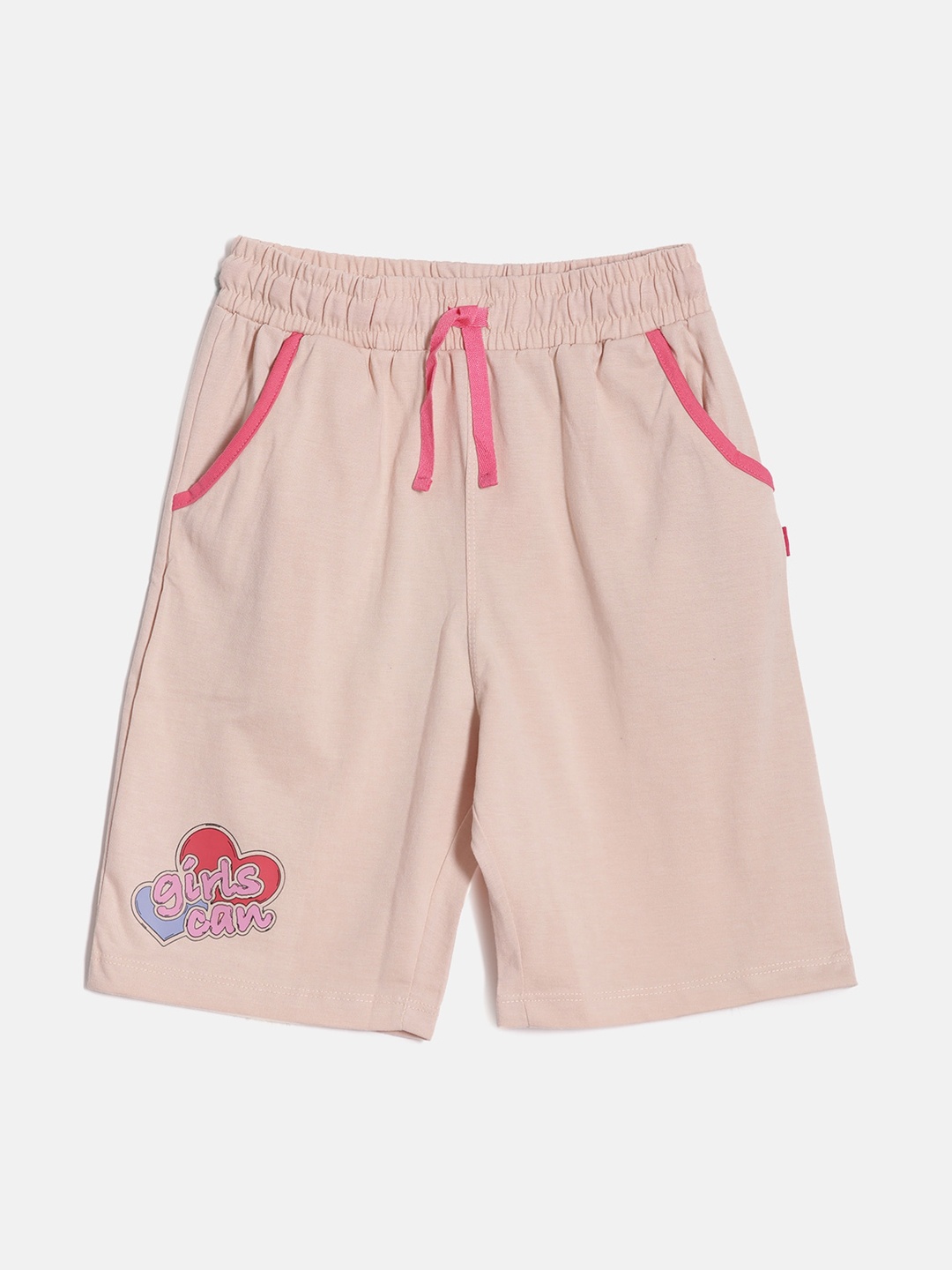 DIXCY SCOTT Slimz Girls Outdoor Mid-Rise Cotton Shorts, Pink