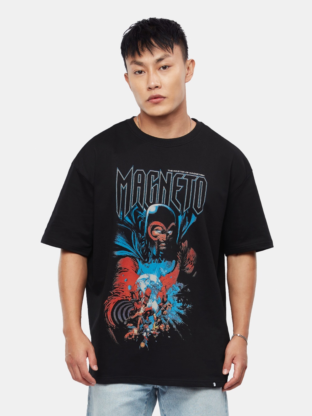 

The Souled Store Graphic Printed Drop Shoulder Oversize Pure Cotton T-shirt, Black