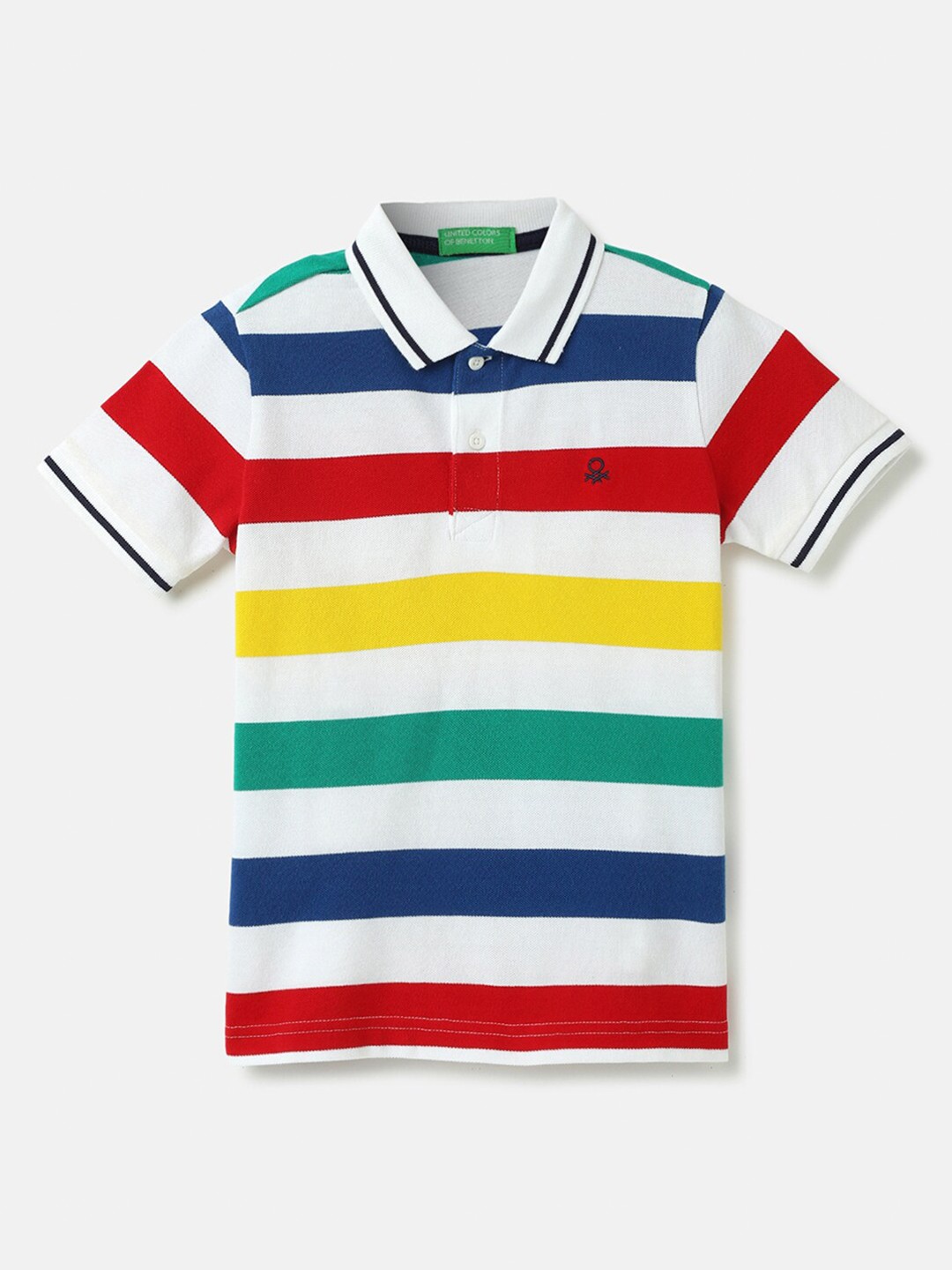 

United Colors of Benetton Boys Striped Short Sleeves Cotton T-shirt, White