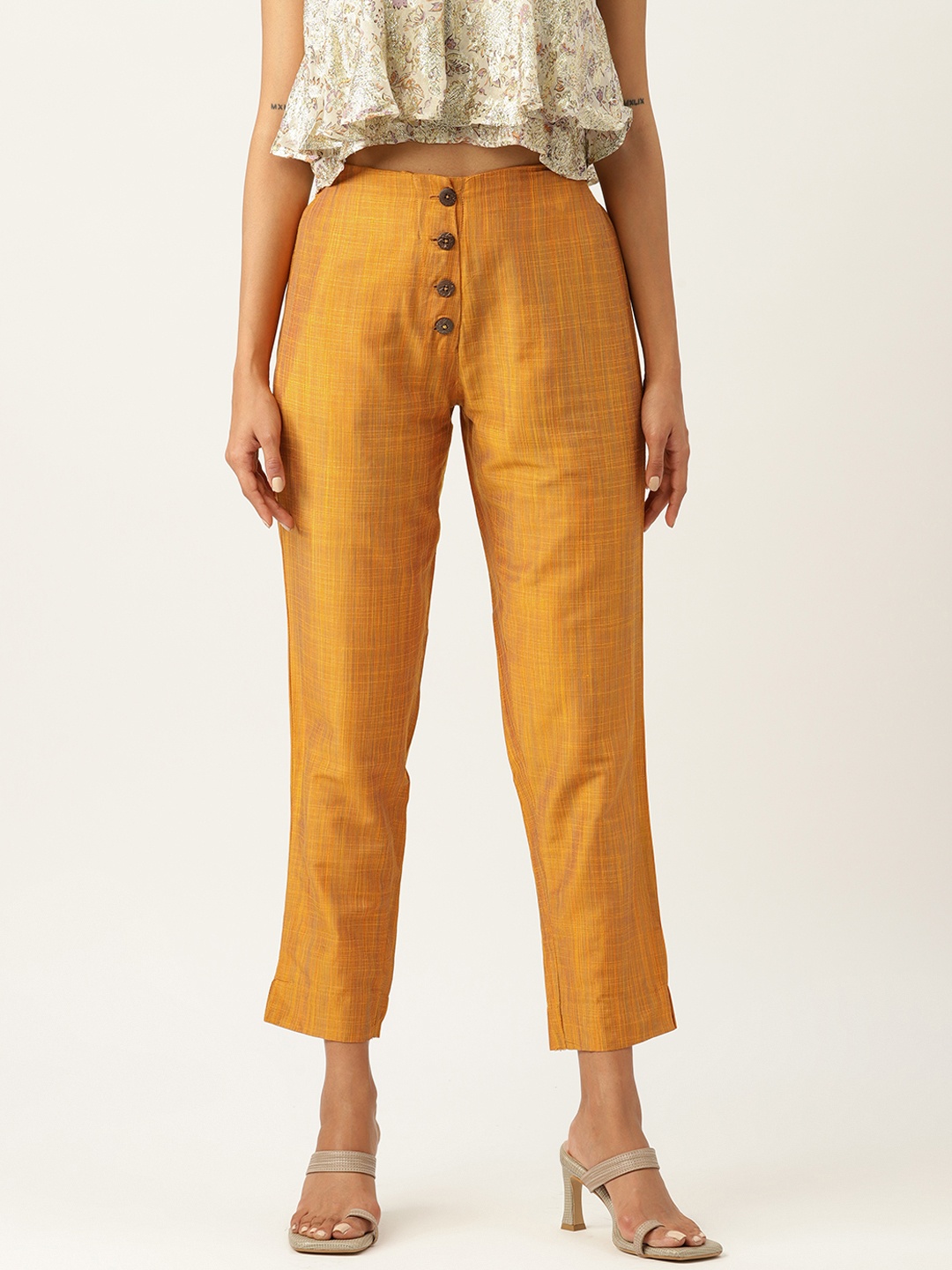 

ZIZO By Namrata Bajaj Relaxed Straight Leg Trousers, Mustard