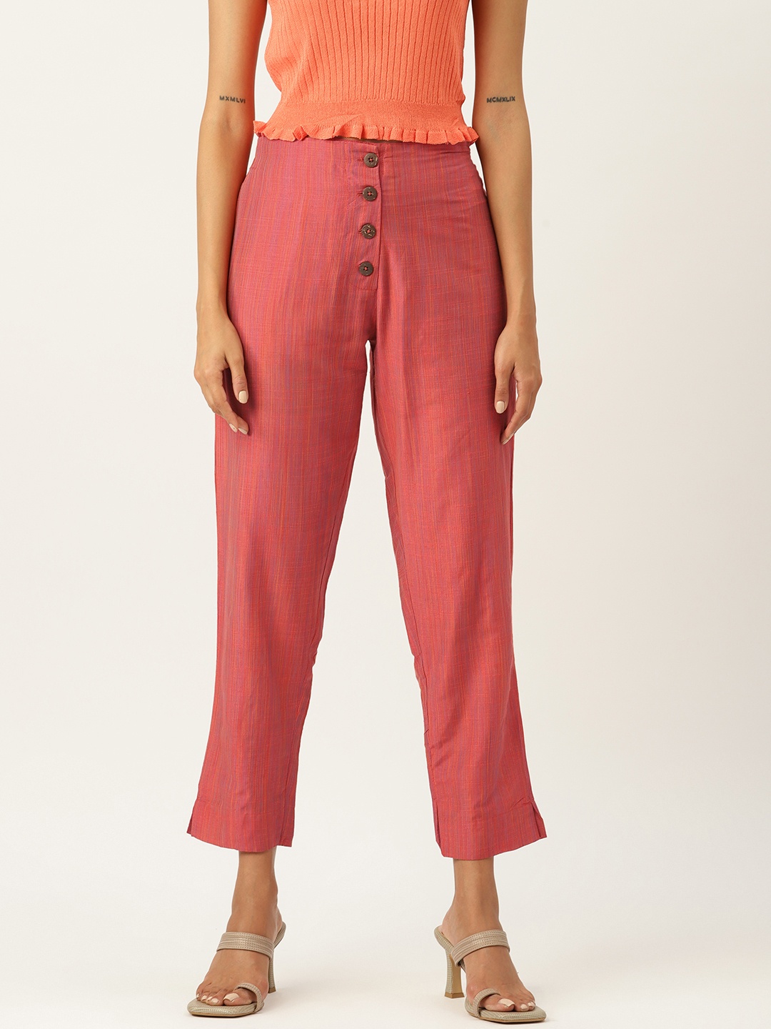

ZIZO By Namrata Bajaj Relaxed Straight Leg Trousers, Red