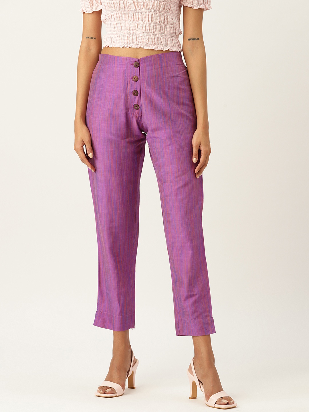 

ZIZO By Namrata Bajaj Relaxed Straight Leg Trousers, Purple
