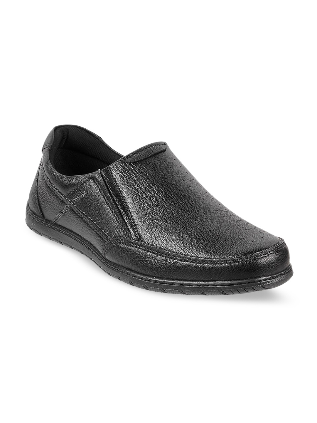 

Mochi Men Textured Leather Formal Slip-On Shoes, Black