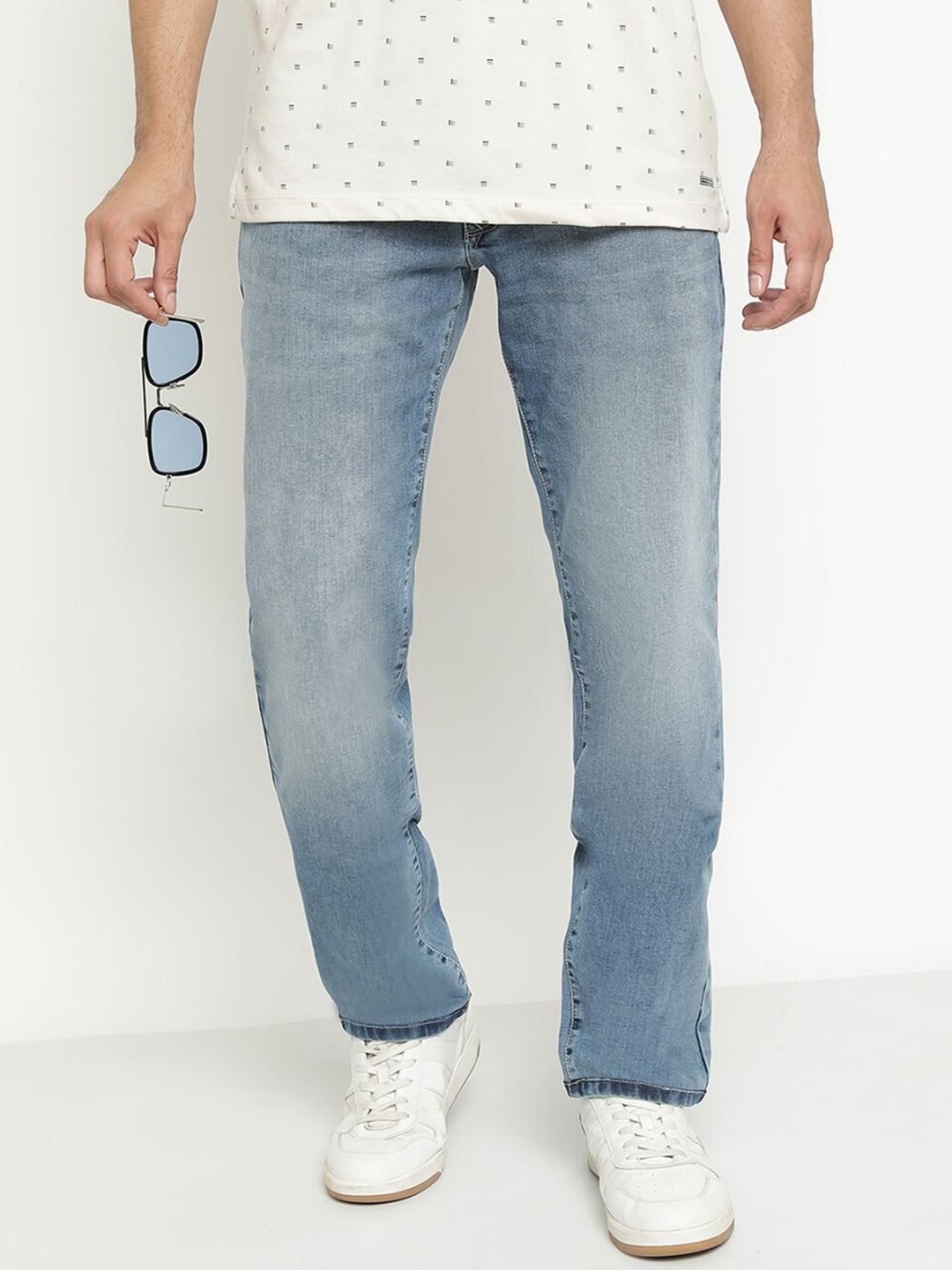 

Octave Men Mid-Rise Heavy Fade Stretchable Cotton Jeans, Blue