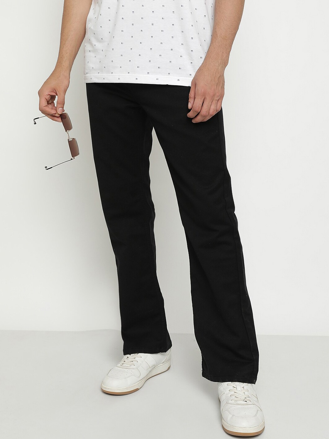 

Octave Men Mid-Rise Relaxed Fit Stretchable Cotton Jeans, Black