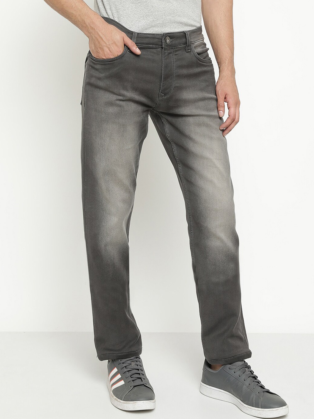 

Octave Men Mid-Rise heavy fade Stretchable Cotton Jeans, Charcoal