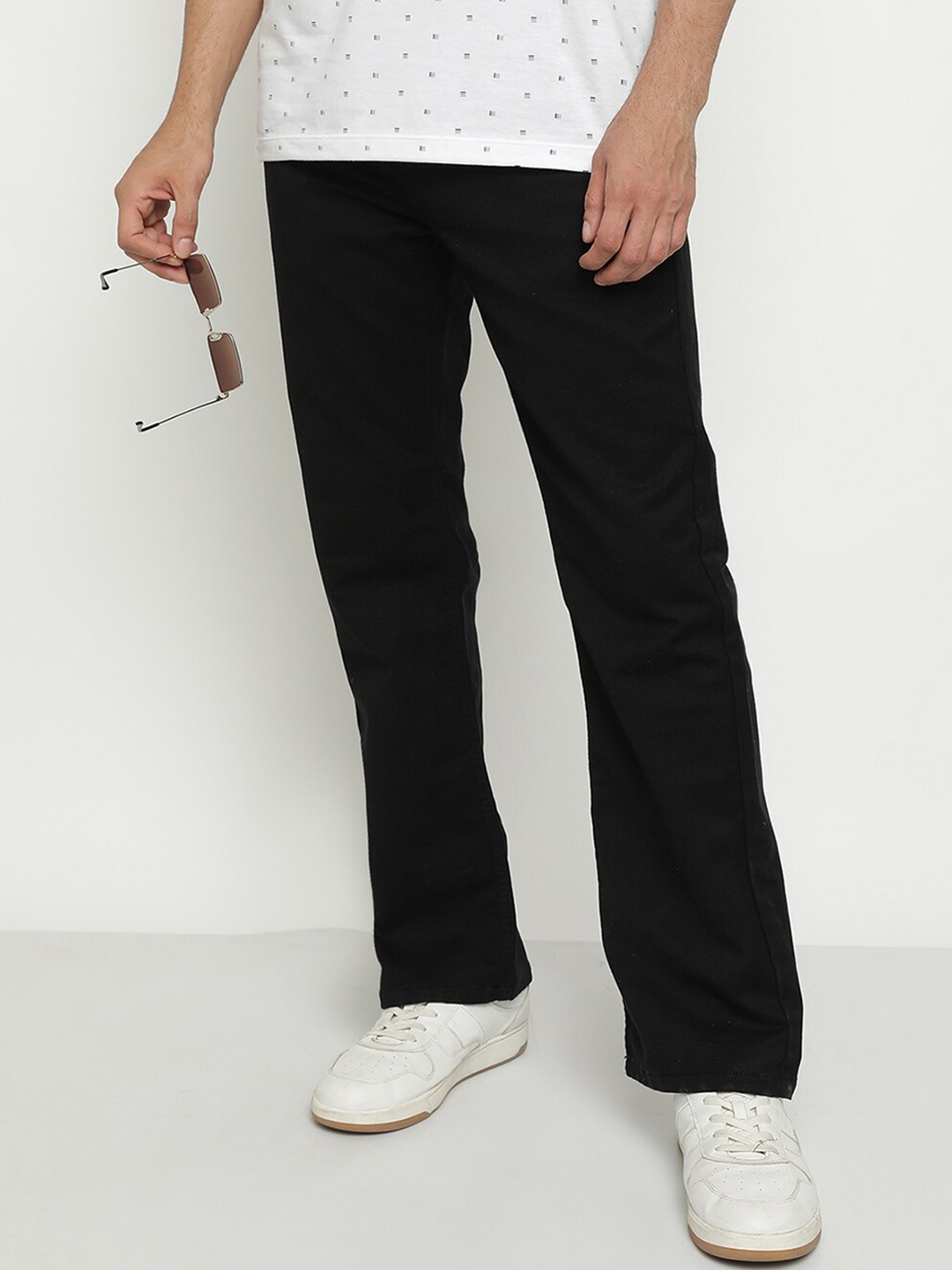 

Octave Men Mid-Rise Straight Fit Clean Look Stretchable Jeans, Black
